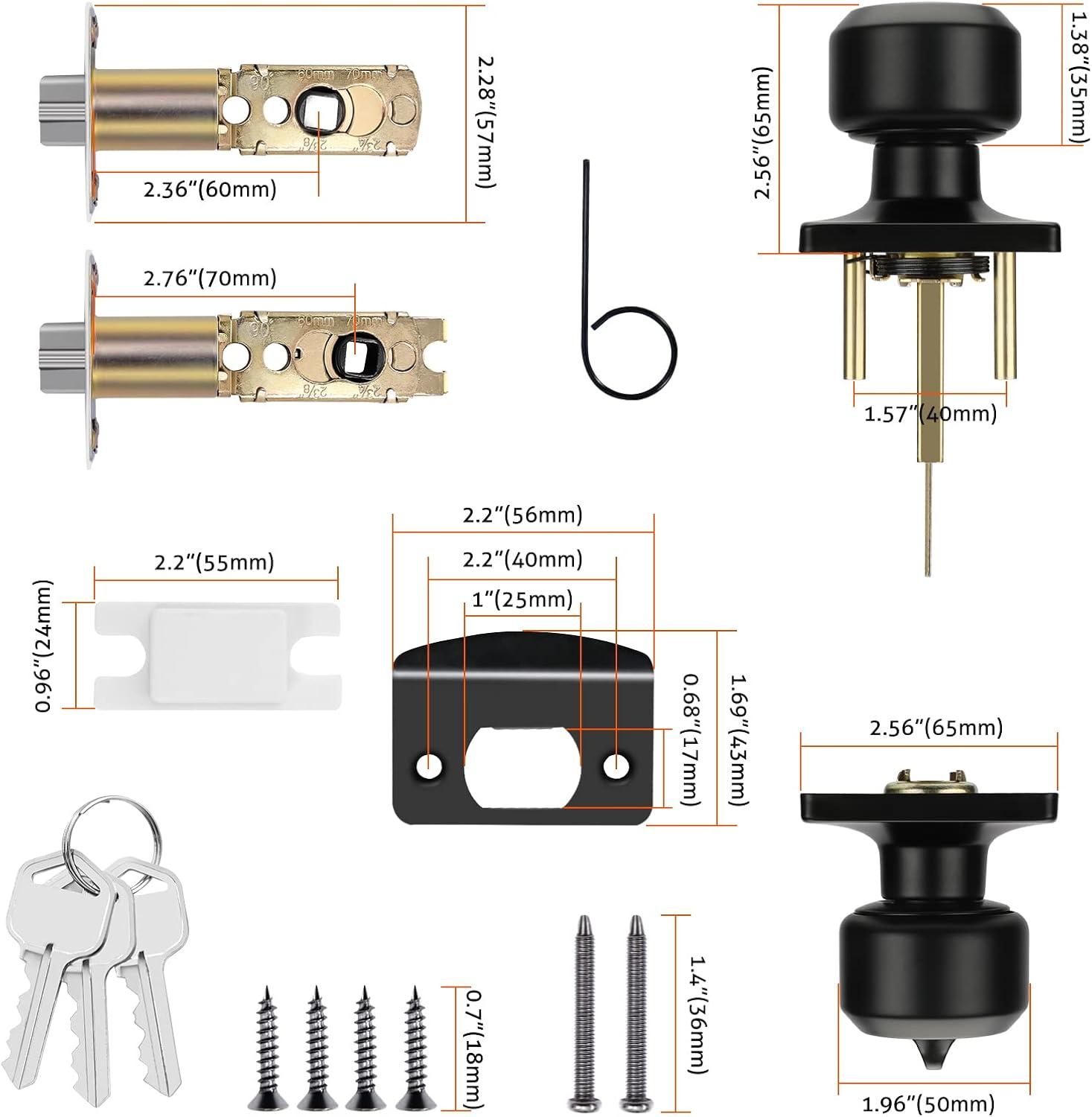 3 Pack Keyed Alike Entry Door Knobs and Single Cylinder Deadbolt Lock Combo Set Security for Entrance and Front Door with Classic Matte Black Finish