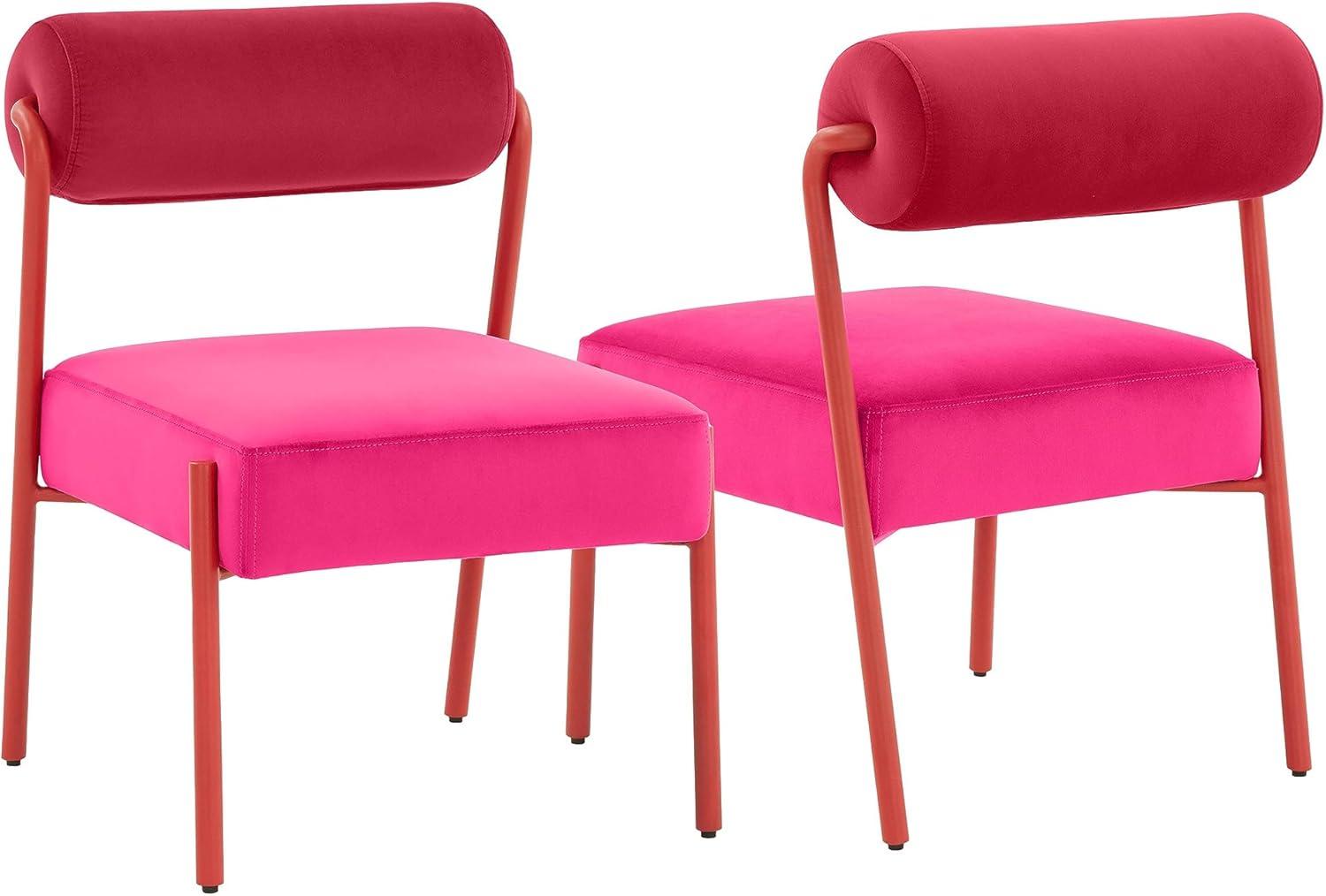 Jolene 20.8" Pink Velvet Upholstered Side Chair Set