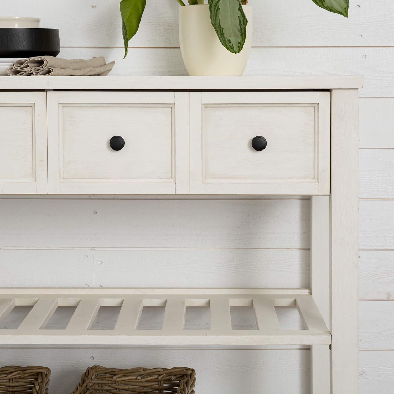 Walker Edison Modern Farmhouse Wood Buffet Sideboard Entryway Serving Storage Cabinet Doors-Dining Room Console, 48 Inch, White