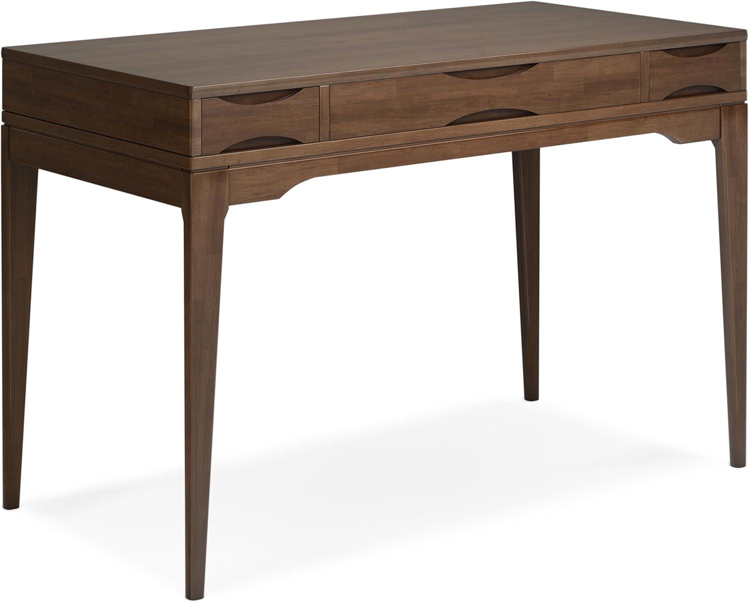 Simpli Home Harper Solid Wood Desk, Contemporary Style with Keyboard Tray and Storage