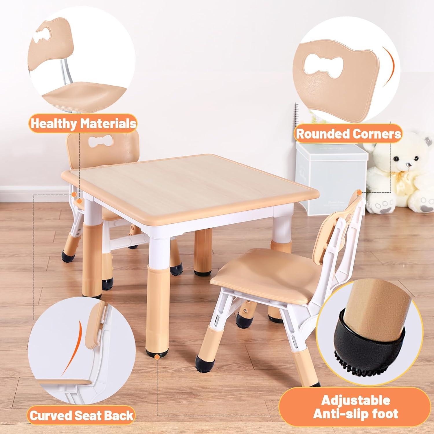 Adjustable Kids Chair (2pcs), 3 Level Height Adjustable Toddler Chair, Plastic Indoor Outdoor Child Chair for Children Age 2-8 Family School Home Daycare Use