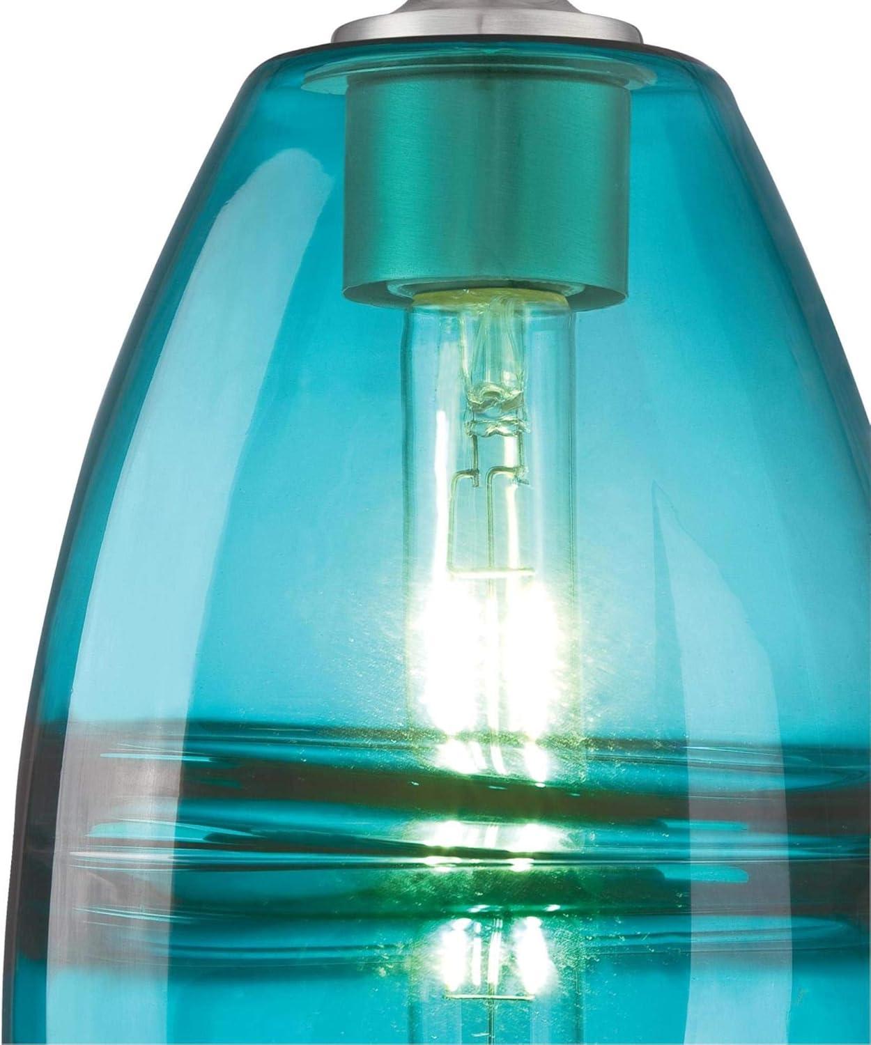 Westinghouse Lighting 6366300 Mini Pendant with Turquoise Glass - Brushed Nickel