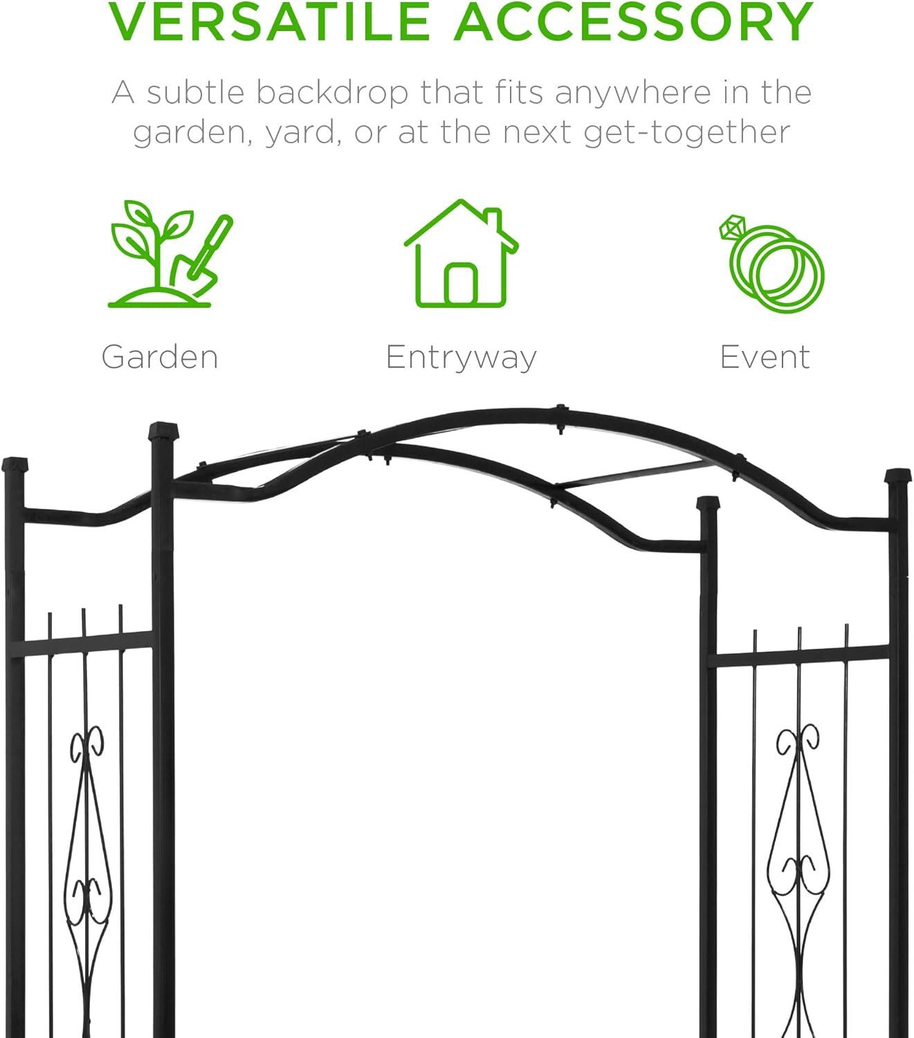 Best Choice Products 92 in. Steel Garden Arch Arbor Outdoor Trellis for Garden, Climbing Plants with Wire Lattice