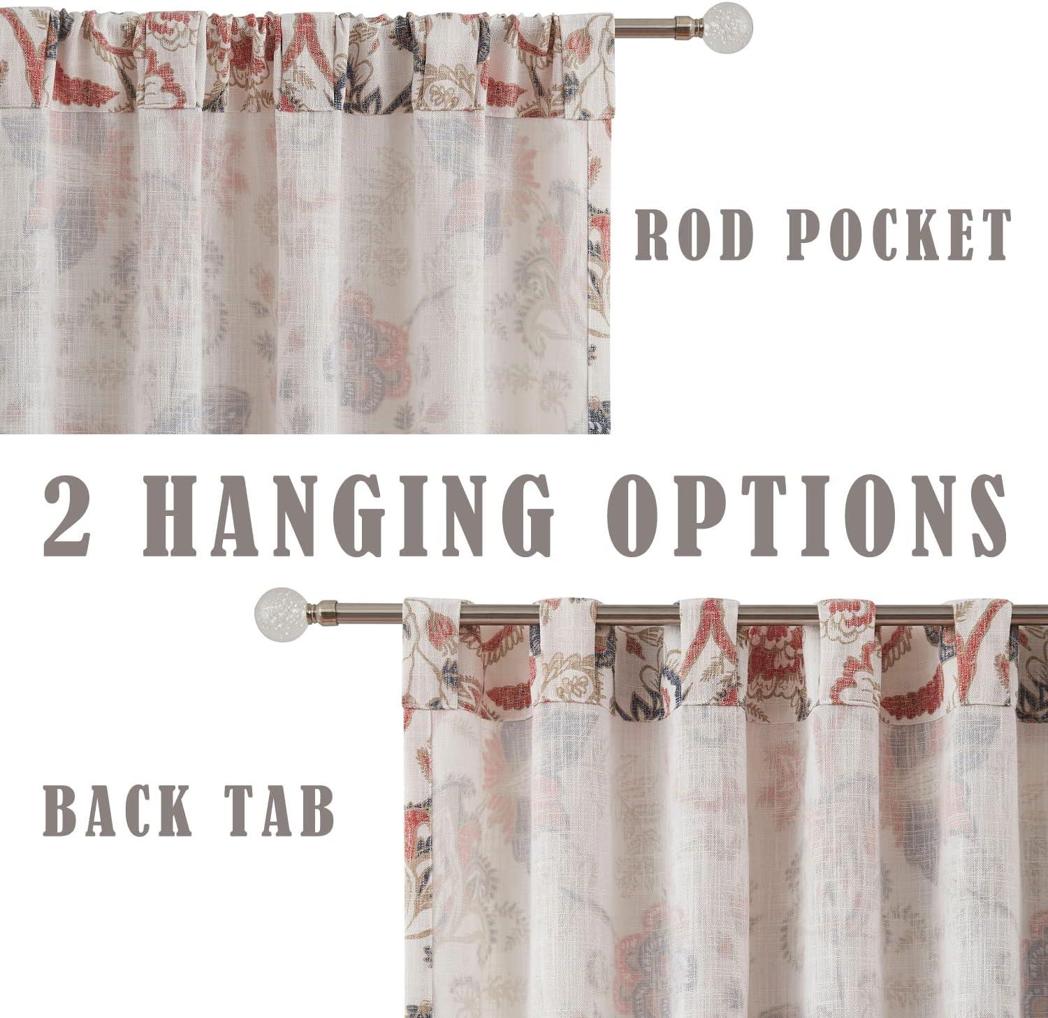 Red Barrel Studio® Floral Semi-Sheer Curtains Bohemian Light Filtering Window Treatments Set, Panels)