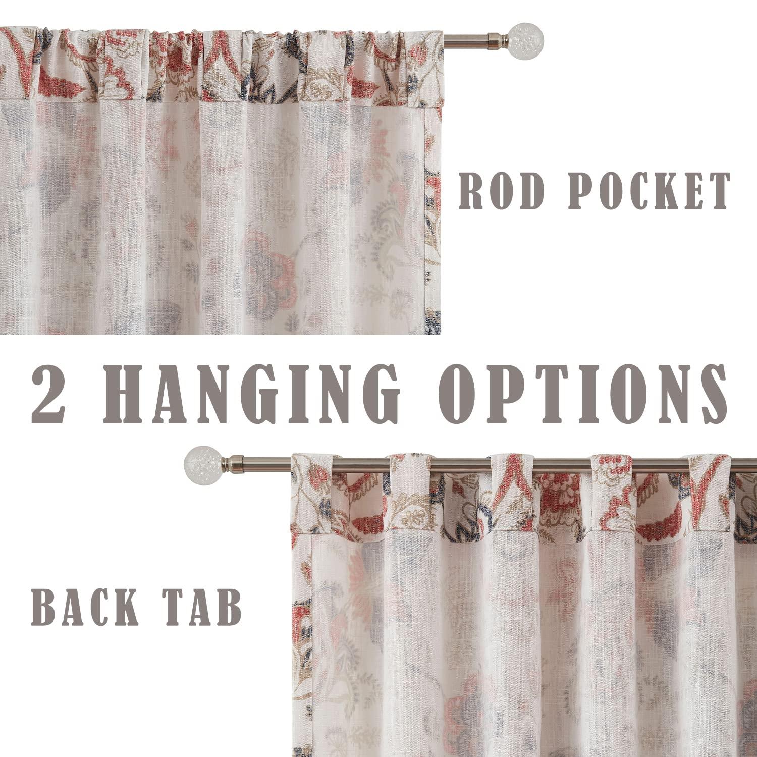 Red Barrel Studio® Floral Semi-Sheer Curtains Bohemian Light Filtering Window Treatments Set, Panels)