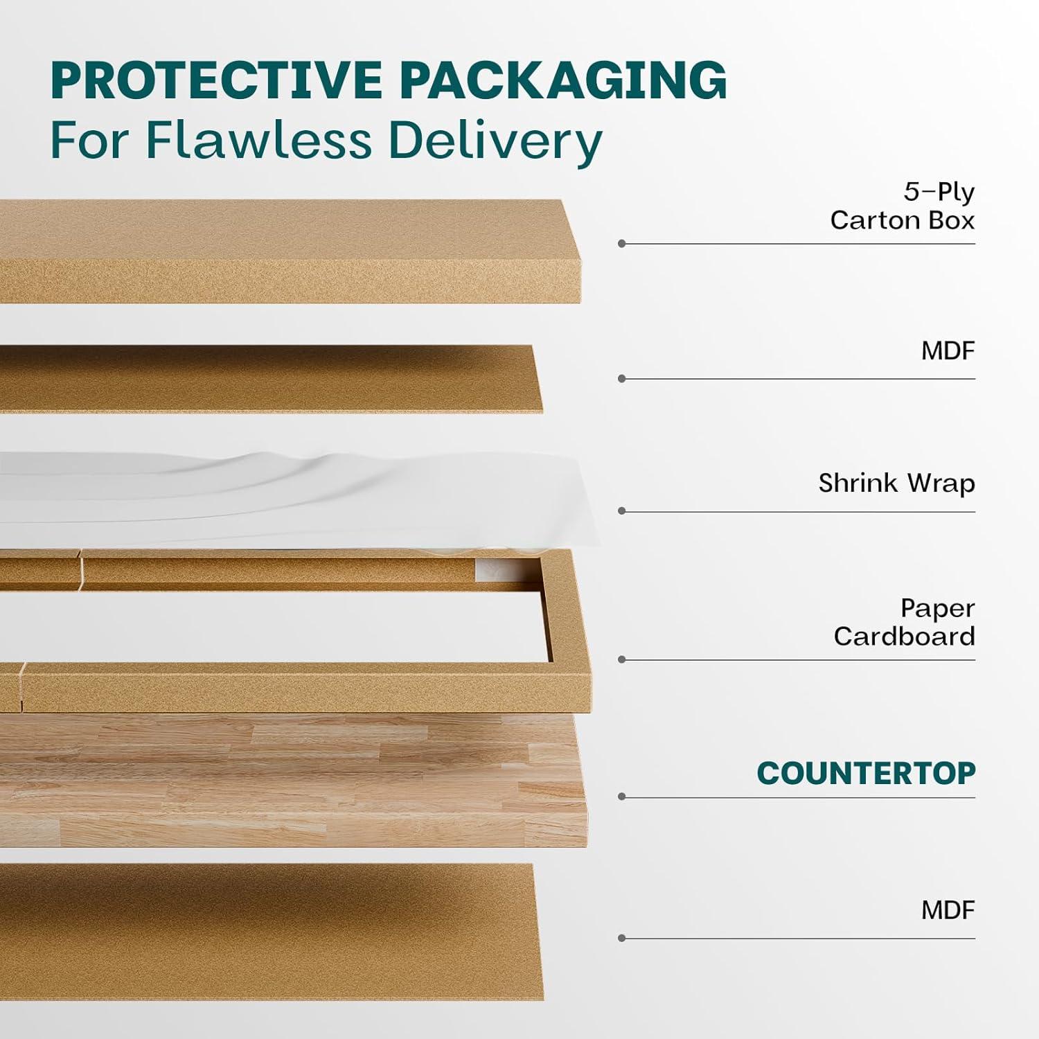 Bme Hevea Solid Wood Butcher Block Countertop, Unfinished Butcher Block Table Top for DIY Washer Dryer/Island/Kitchen Countertop, 3ft L x 25" W, 1.5in Thick