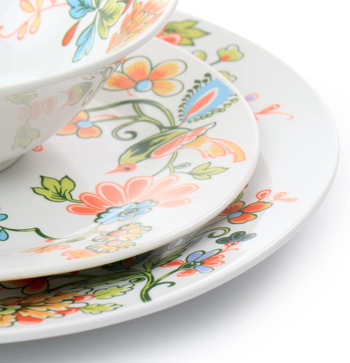 Spring Bloom 16-Piece Floral Porcelain Dinnerware Set