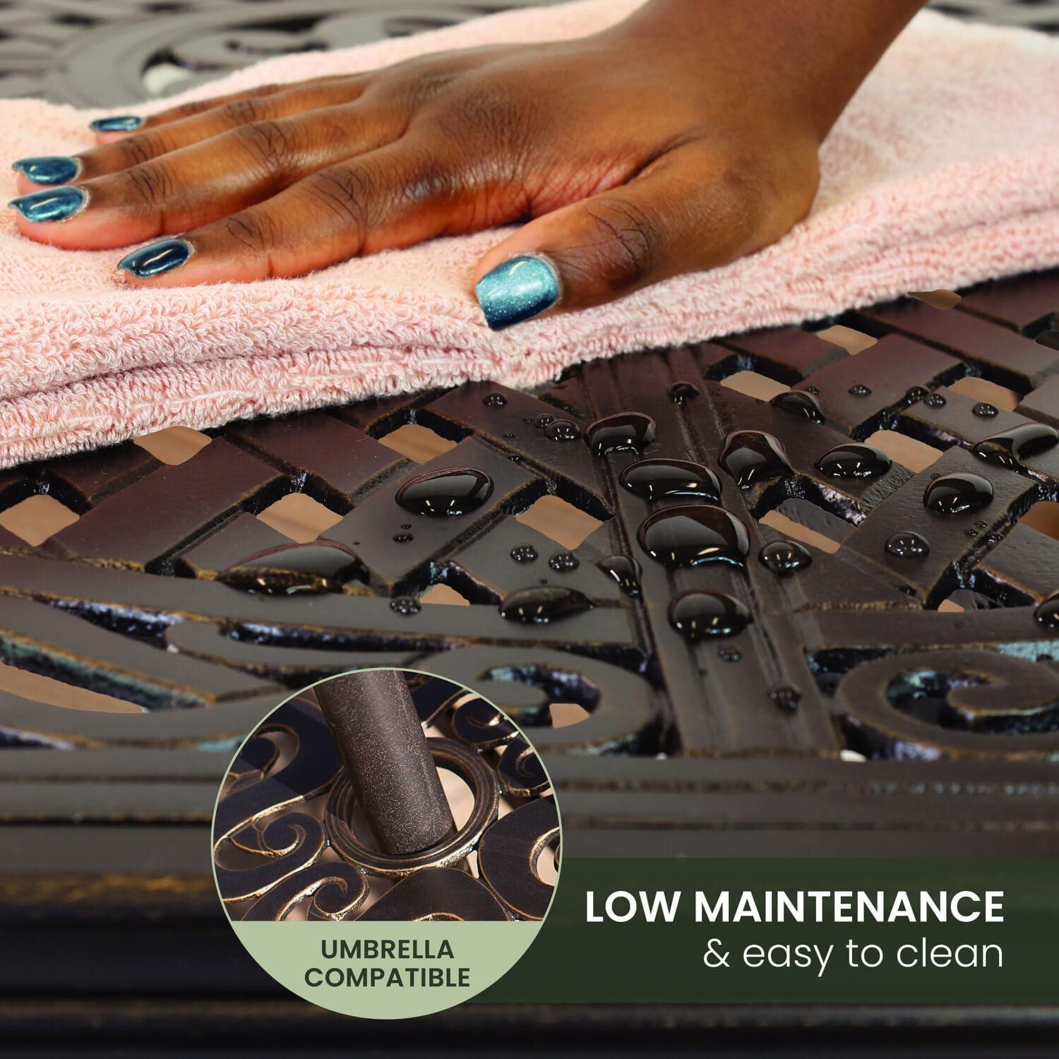 Hanover Brigantine Juego de Comedor Moderno para Exteriores de 7 Piezas / 4 Sillas con Cabestrillo, 2 Balancines Giratorios / Mesa con Tapa de 40'' x 70'' / Clima, Xido, Resistente a UV / Bronceado / BRIGDN7PCSW-2