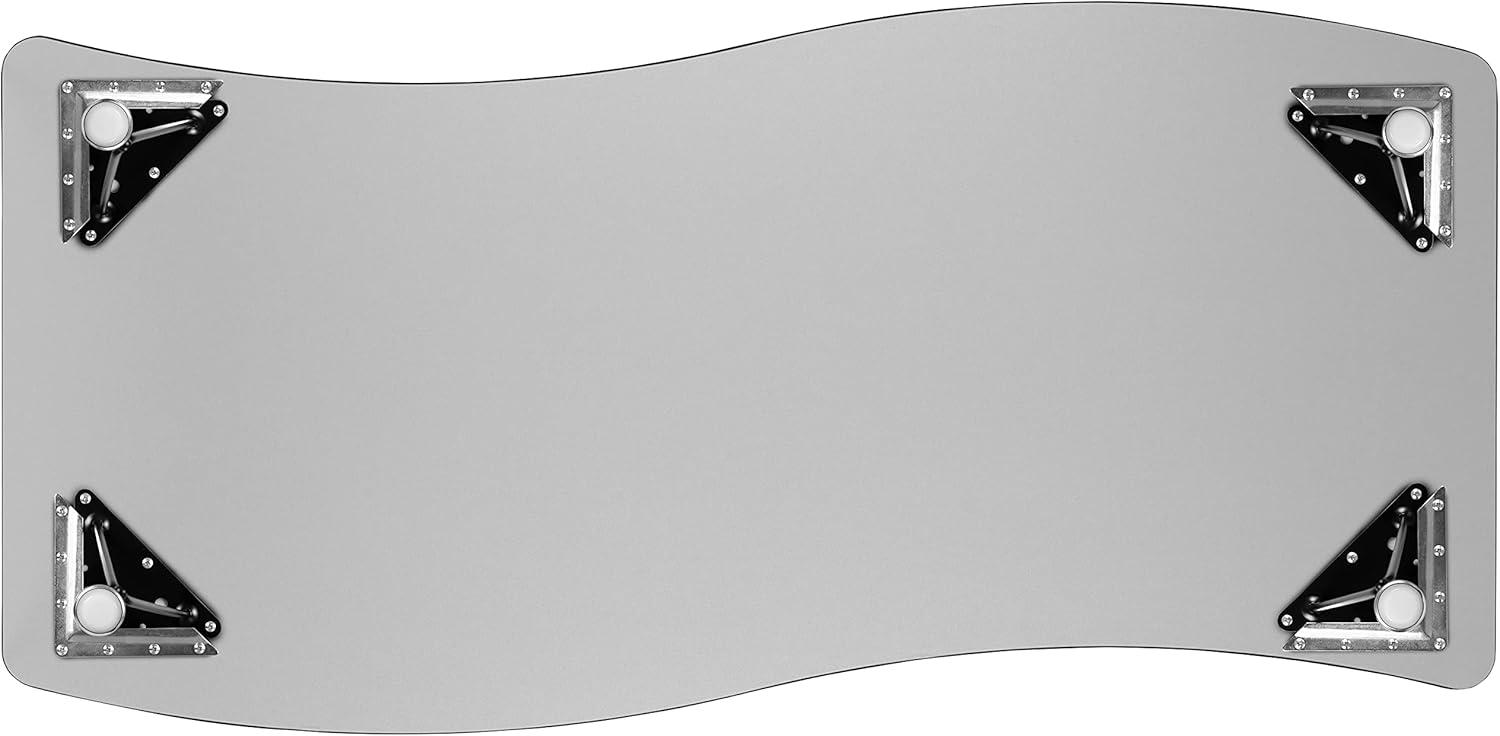Flash Furniture Goddard 28"W x 47.5"L Rectangular Wave Collaborative Grey Adjustable Height Activity Table