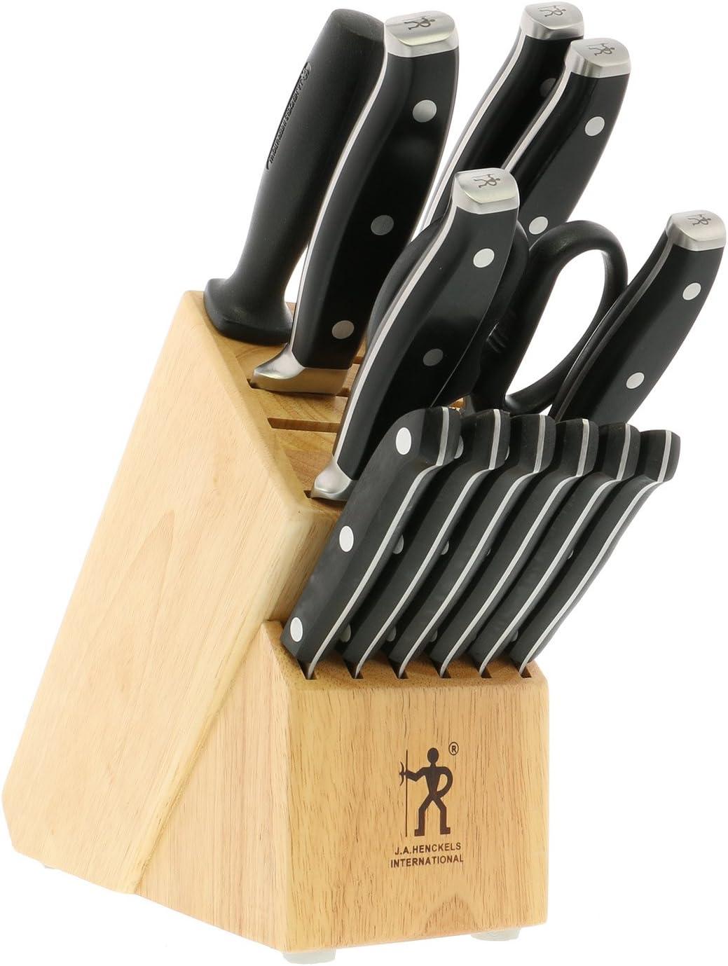 Henckels 14-Piece Black Stainless Steel Knife Block Set