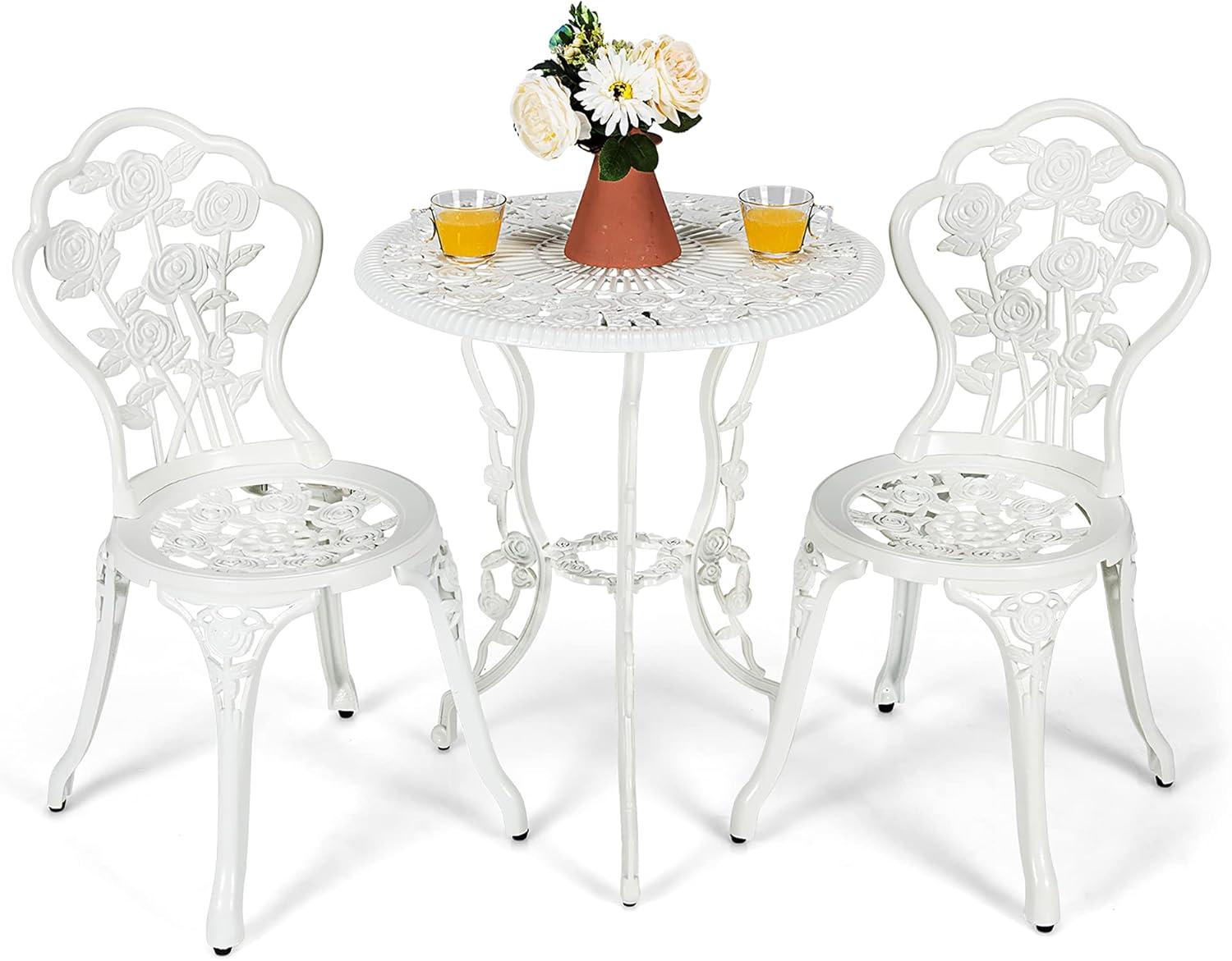 SunnyDaze Decor 2 - Person Metal Patio Dining Set with Round Table