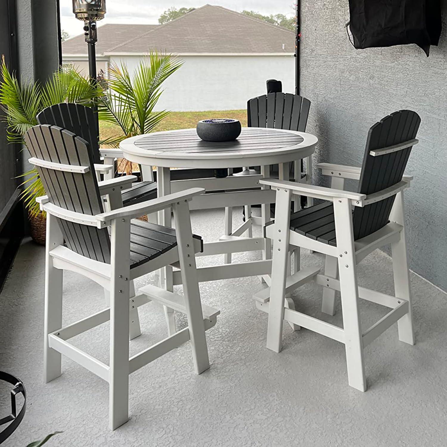Ceballos Patio Bar Table Set High Top Outdoor Table And Chairs Set Of 5 Bar Table & Stools Set With Tall Adirondack Chairs Set For 4