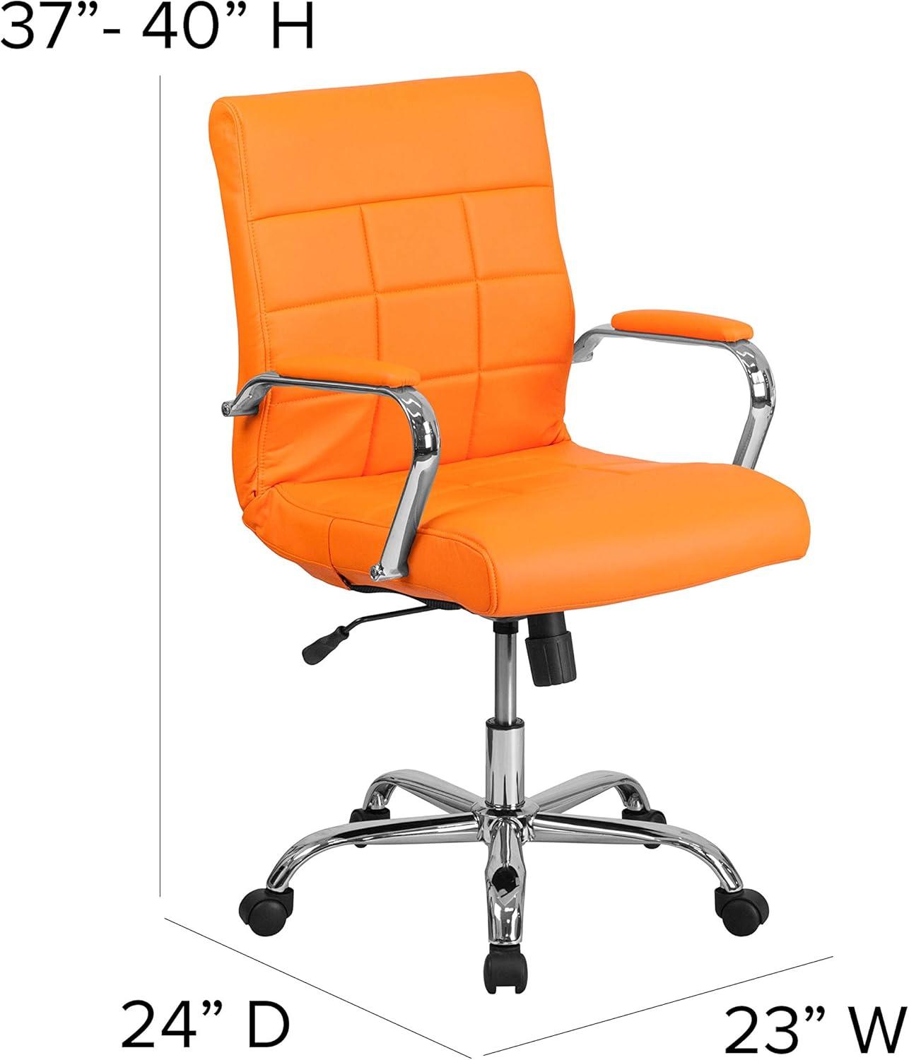 Flash Furniture Mid-Back Vinyl Executive Swivel Office Chair with Chrome Base and Arms