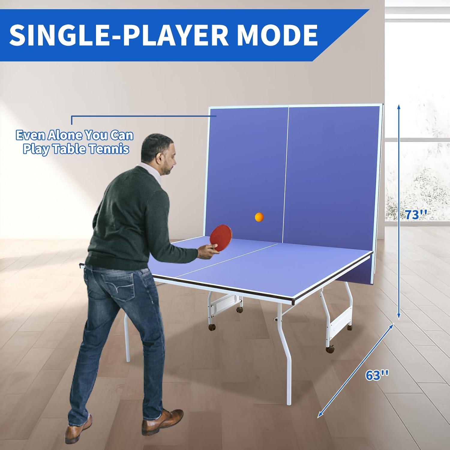 Ceballos 9Ft Mid-Size Table Tennis Table Foldable & Portable Ping Pong Table Set For Indoor Games With Net