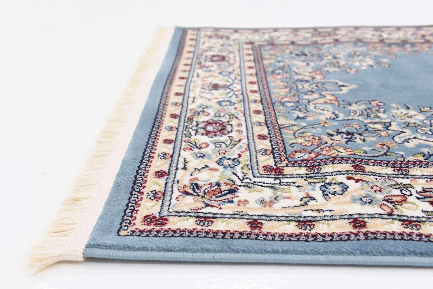 Blue Synthetic Stain-Resistant Persian Runner Rug