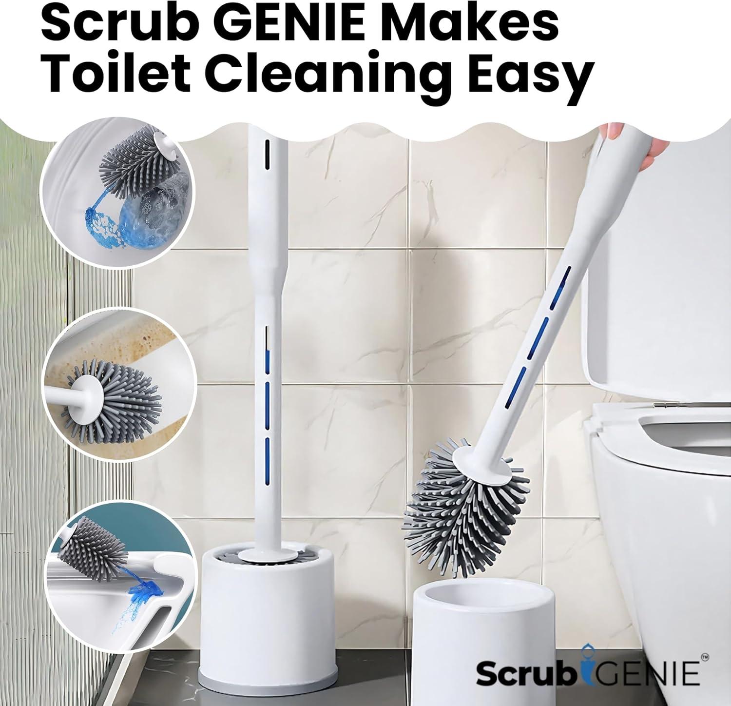 Toilet Bowl Brush, Toilet Brush with Cleaner in Handle, Silicone, NO Leaks, Toilet Brush and Holder Set, Optional Wall Mount