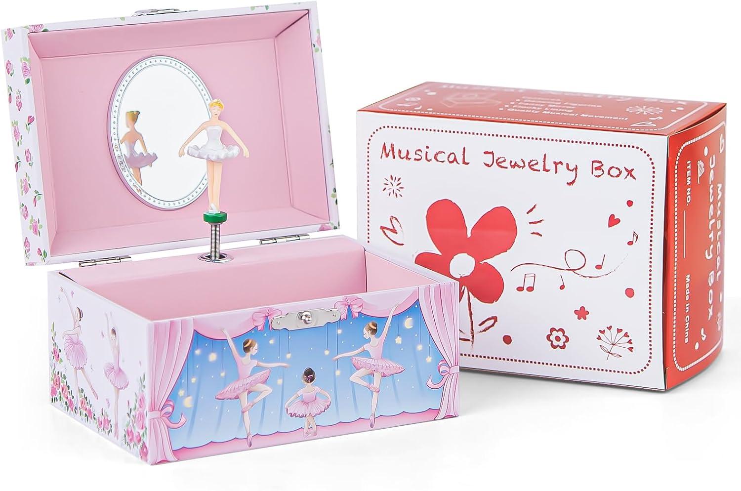Jewelkeeper Girl's Musical Jewelry Storage Box with Spinning Ballerina Figurine, Pink