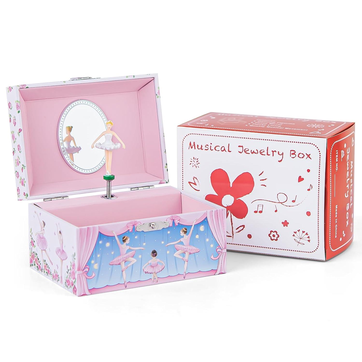 Jewelkeeper Girl's Musical Jewelry Storage Box with Spinning Ballerina Figurine, Pink