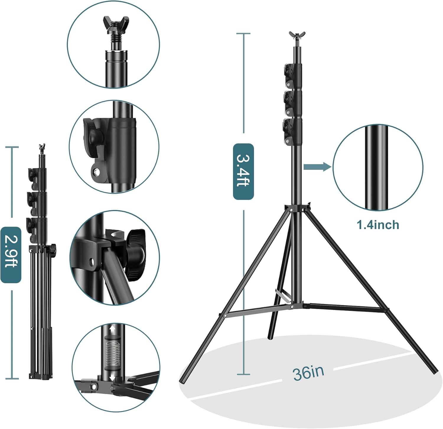 FUDESY Photo Video Studio 10 x 10Ft Heavy Duty Adjustable Backdrop Stand,Background Support System for Photography with Carry Bag, 6 Pcs Clip Clamps