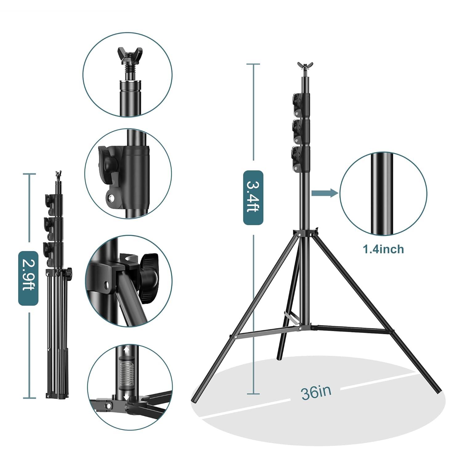FUDESY Photo Video Studio 10 x 10Ft Heavy Duty Adjustable Backdrop Stand,Background Support System for Photography with Carry Bag, 6 Pcs Clip Clamps