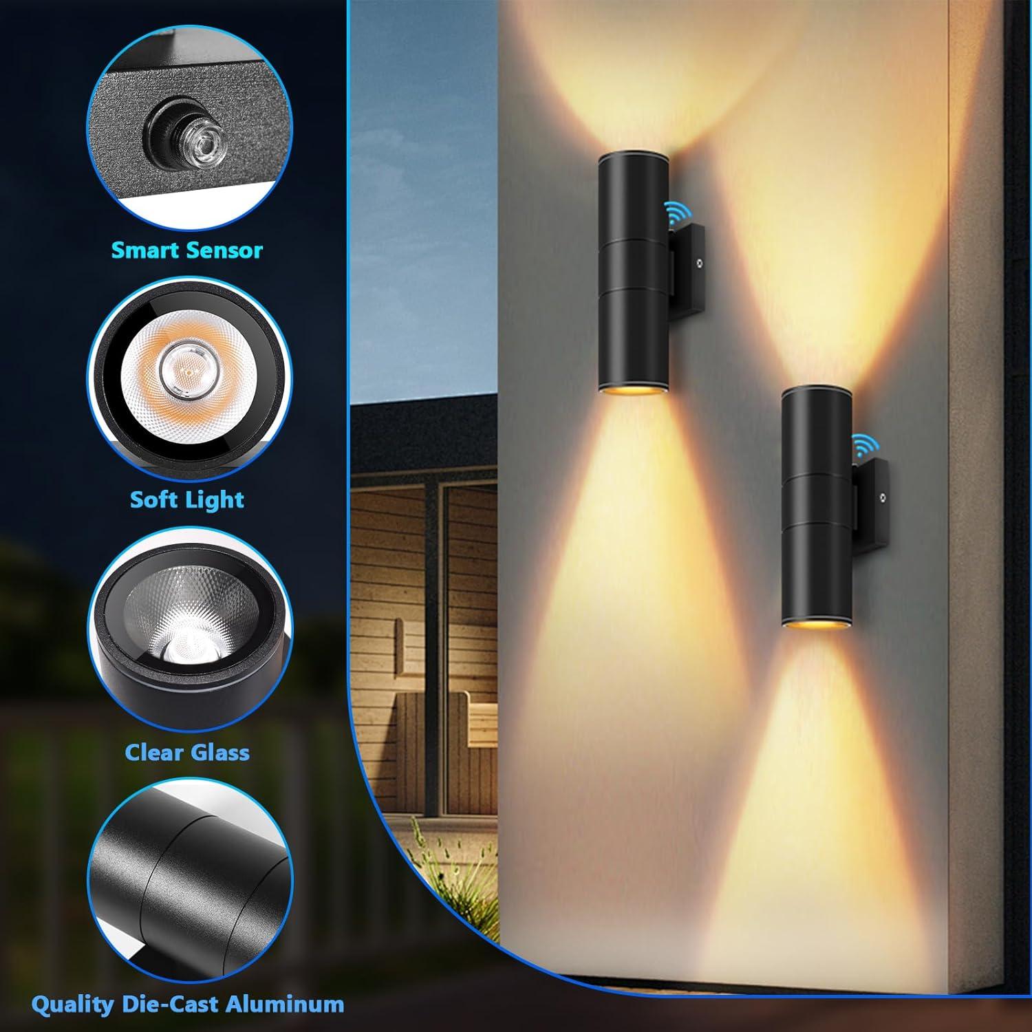 Outdoor Wall Light Fixtures: Cylinder Outdoor Wall Sconce Light - Aluminum Modern Exterior Wall Llights for Porch