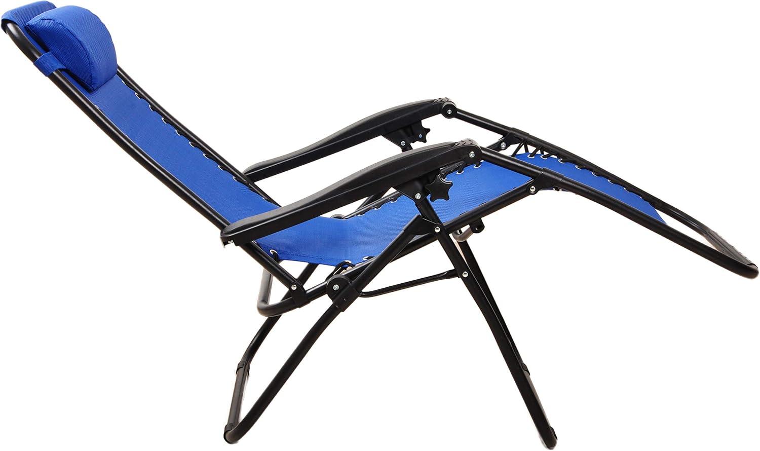 Elevon Adjustable Zero Gravity Recliner Lounge Chair w/ Detachable Cup Holder for Outdoor Deck, Patio, Beach or Bonfire, Weight Capacity 300Lbs, Blue