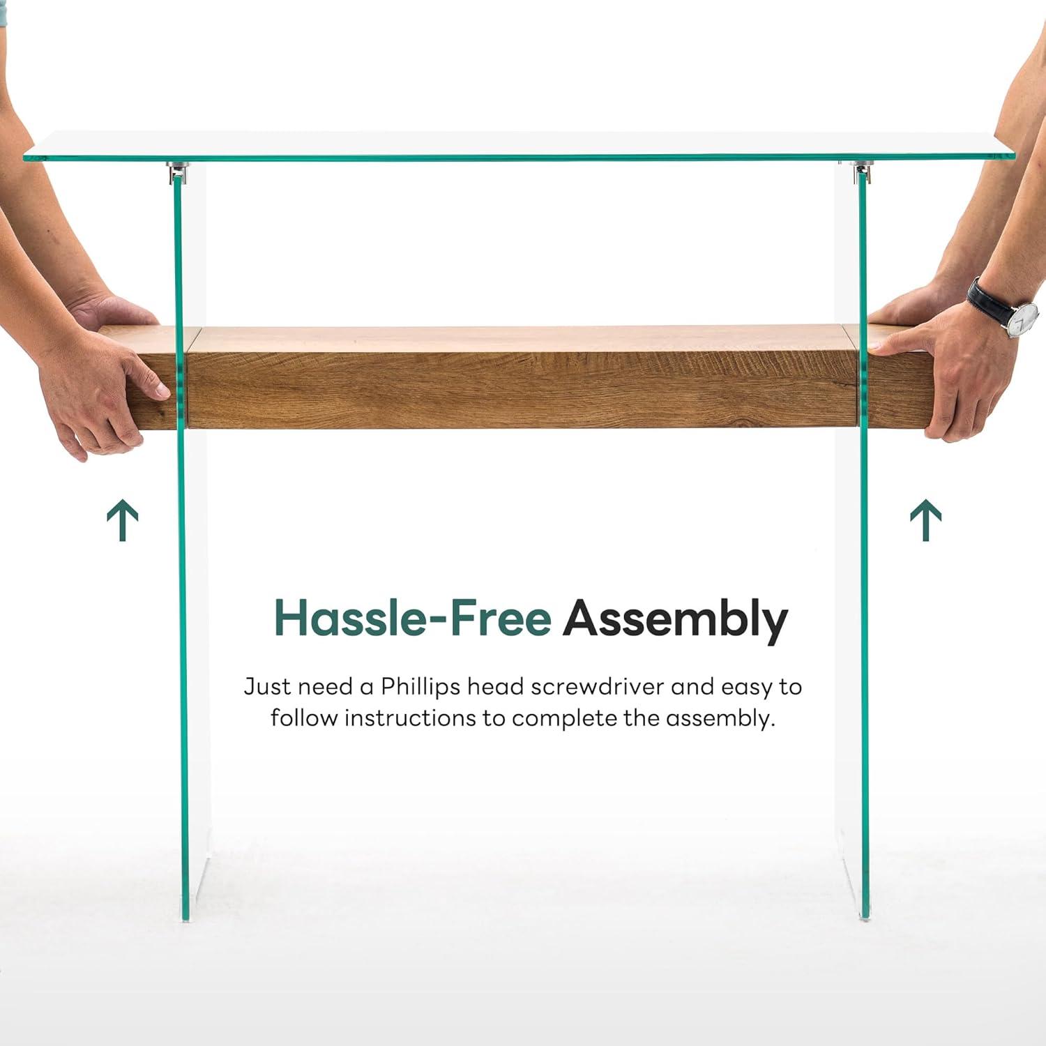 Ivinta Narrow Glass Console Table with Storage Modern Sofa Table Entryway Table Glass Writing Desk Small Computer Desk TV Table Buffet Table Modern Accent Table for Small Space Living Room Hallway