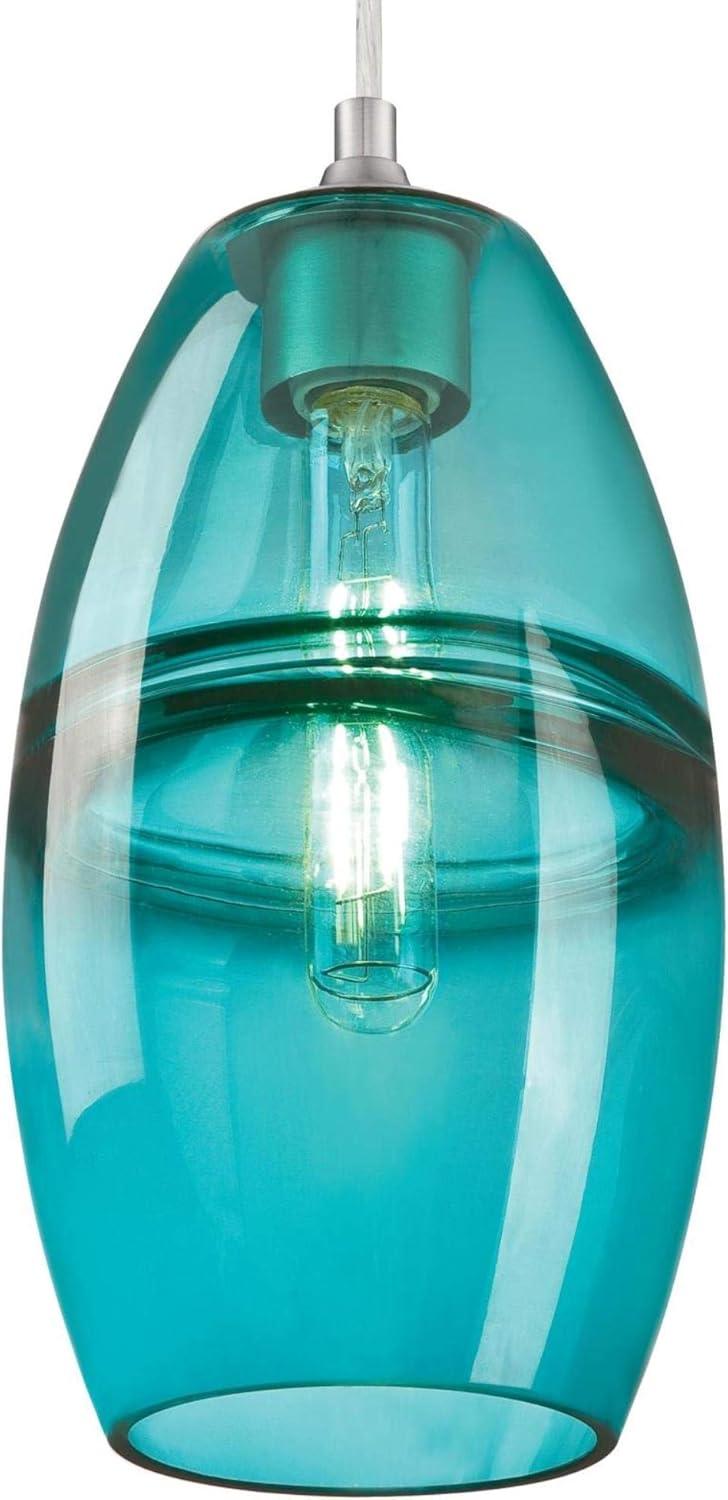 Westinghouse Lighting 6366300 Mini Pendant with Turquoise Glass - Brushed Nickel