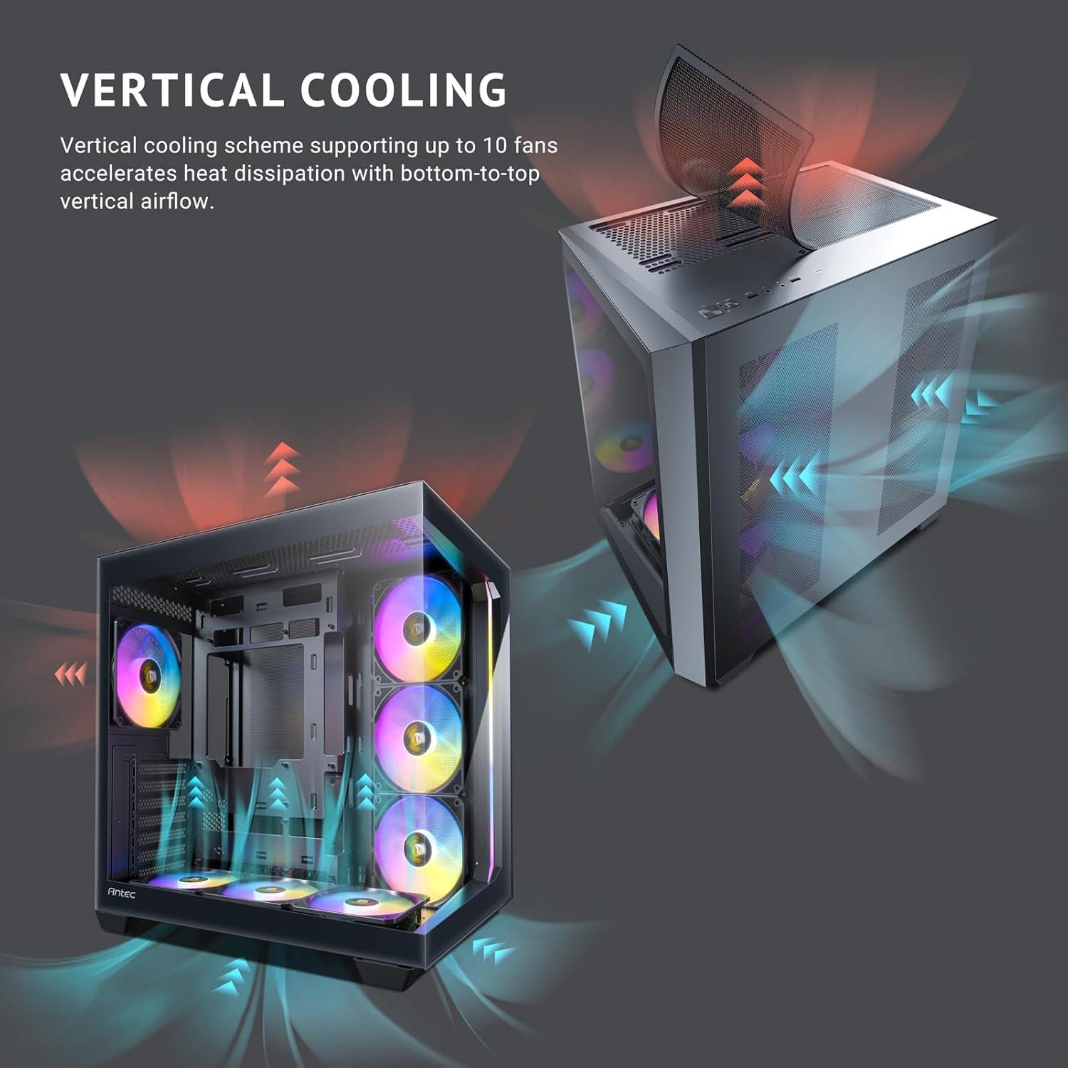 Black Tempered Glass Mid-Tower Gaming PC Case