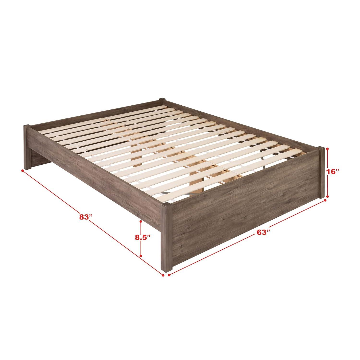 Queen 4 Post Platform Bed Drifted Gray - Prepac: Sleek Storage, No Box Spring Required