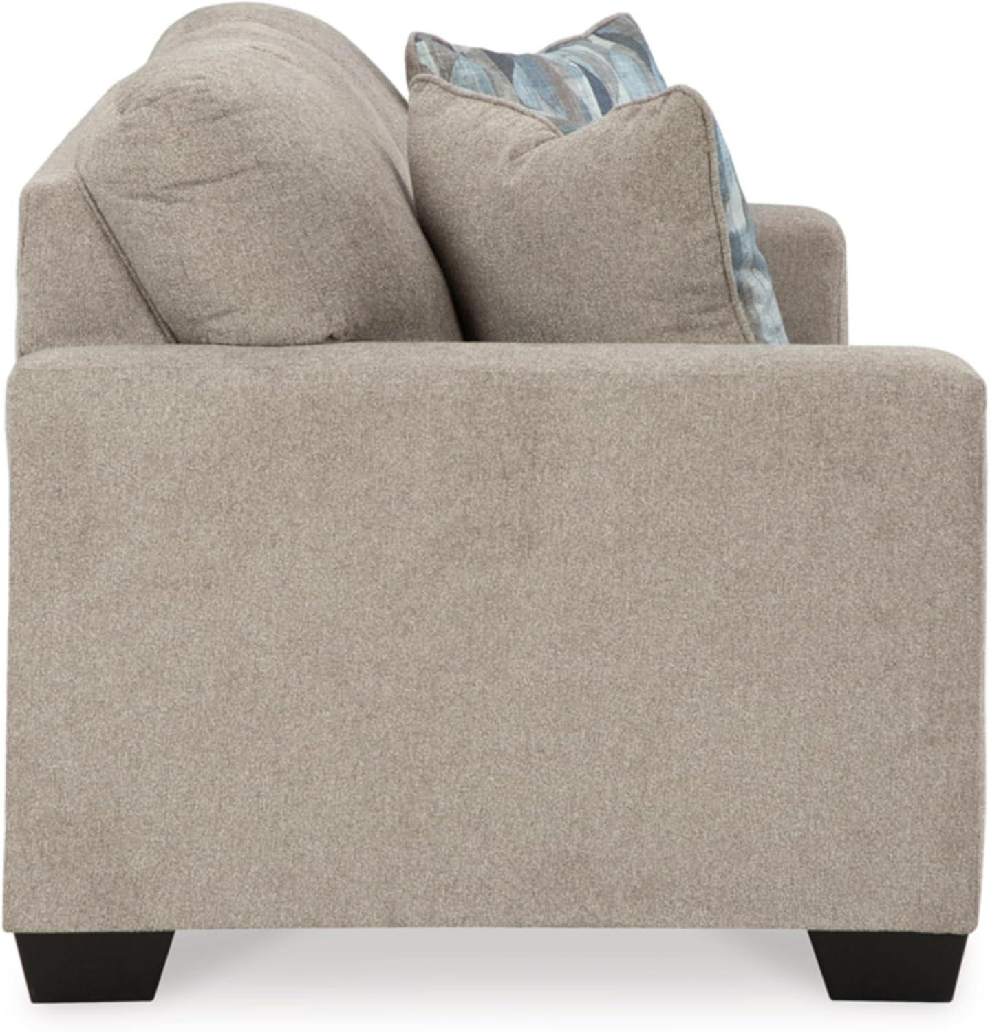 Deltona Parchment Fabric Sofa with Removable Cushions and Track Arms