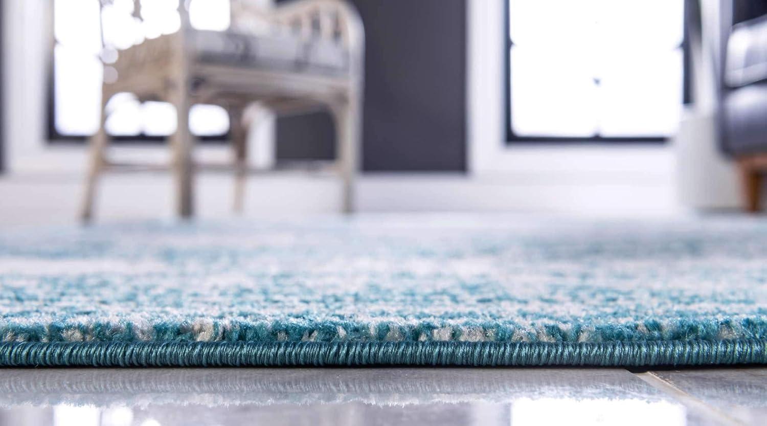 Turquoise Tranquility 9' x 12' Synthetic Easy-Care Area Rug