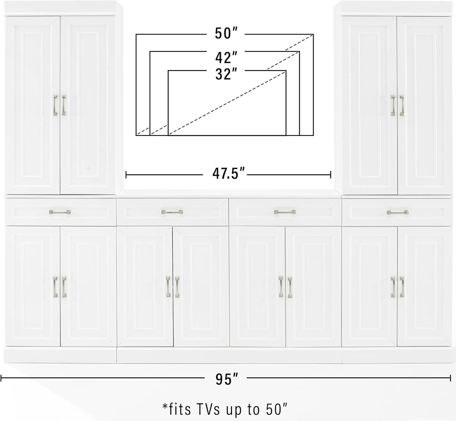 3pc Stanton Sideboard and Pantry Set White - Crosley: Home Office Storage, Traditional Farmhouse Design