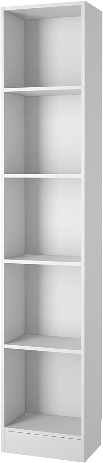 White Adjustable Tall Narrow 5-Shelf Bookcase