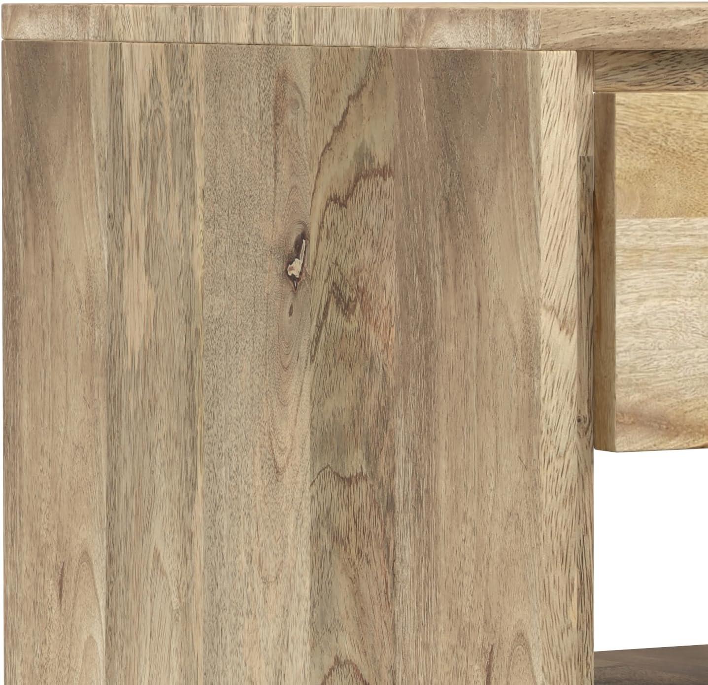 Lowry 22"W Solid Acacia Wood Square End Table with Storage Drawer