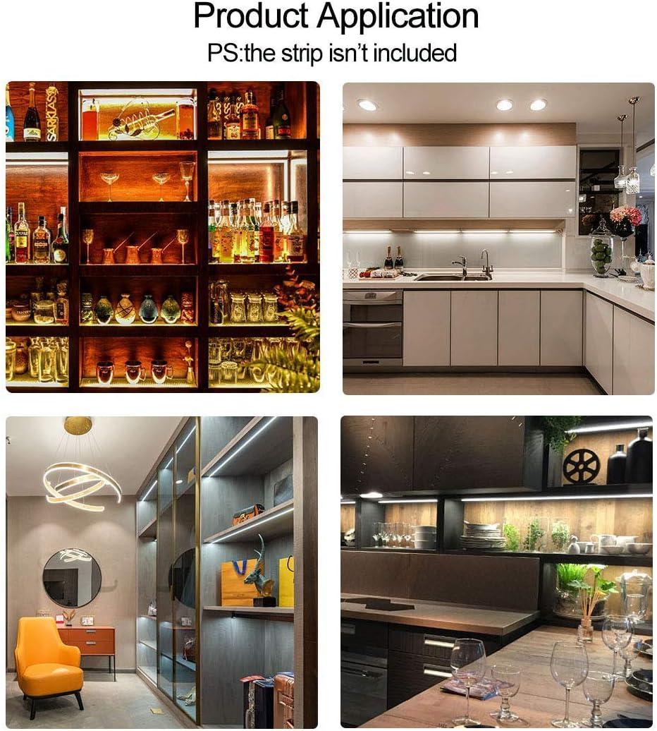 HAMRVL 6-Pack 30cm/1ft 17.2x7mm Led Aluminum Channel System U Shape with Cover, Led Strip Light Diffuser with White End Caps and Mounting Clips Accessories for Under Counter Light Fixture for Indoor