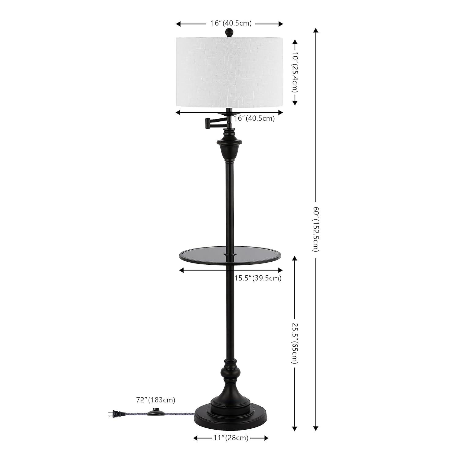 Rephen 60'' Black LED Swing Arm Floor Lamp with USB
