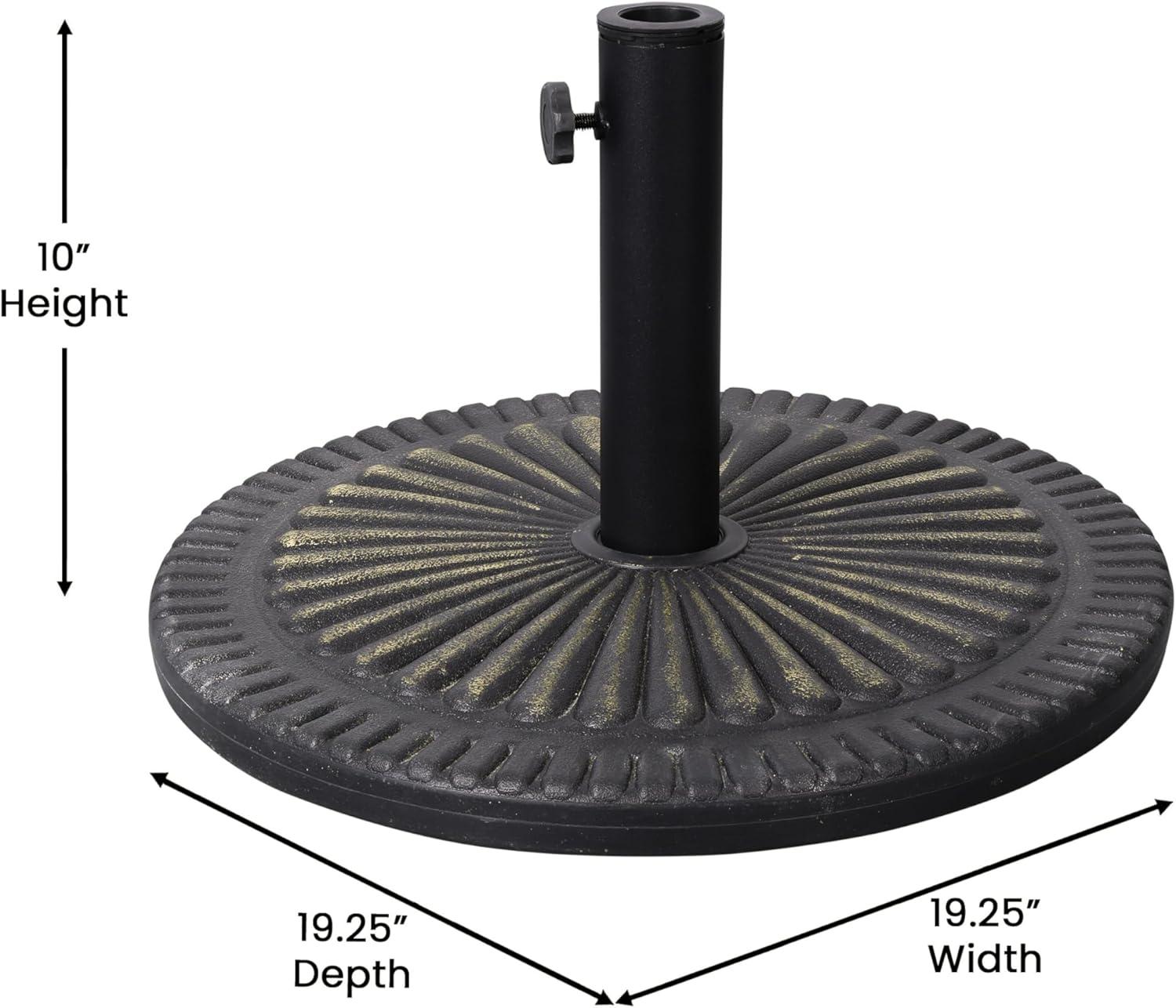 Flash Furniture Kona Universal Bronze Cement Patio Umbrella Base with Sunburst Patterned Weatherproof Plastic Polymer Coating - 19.25" Diameter