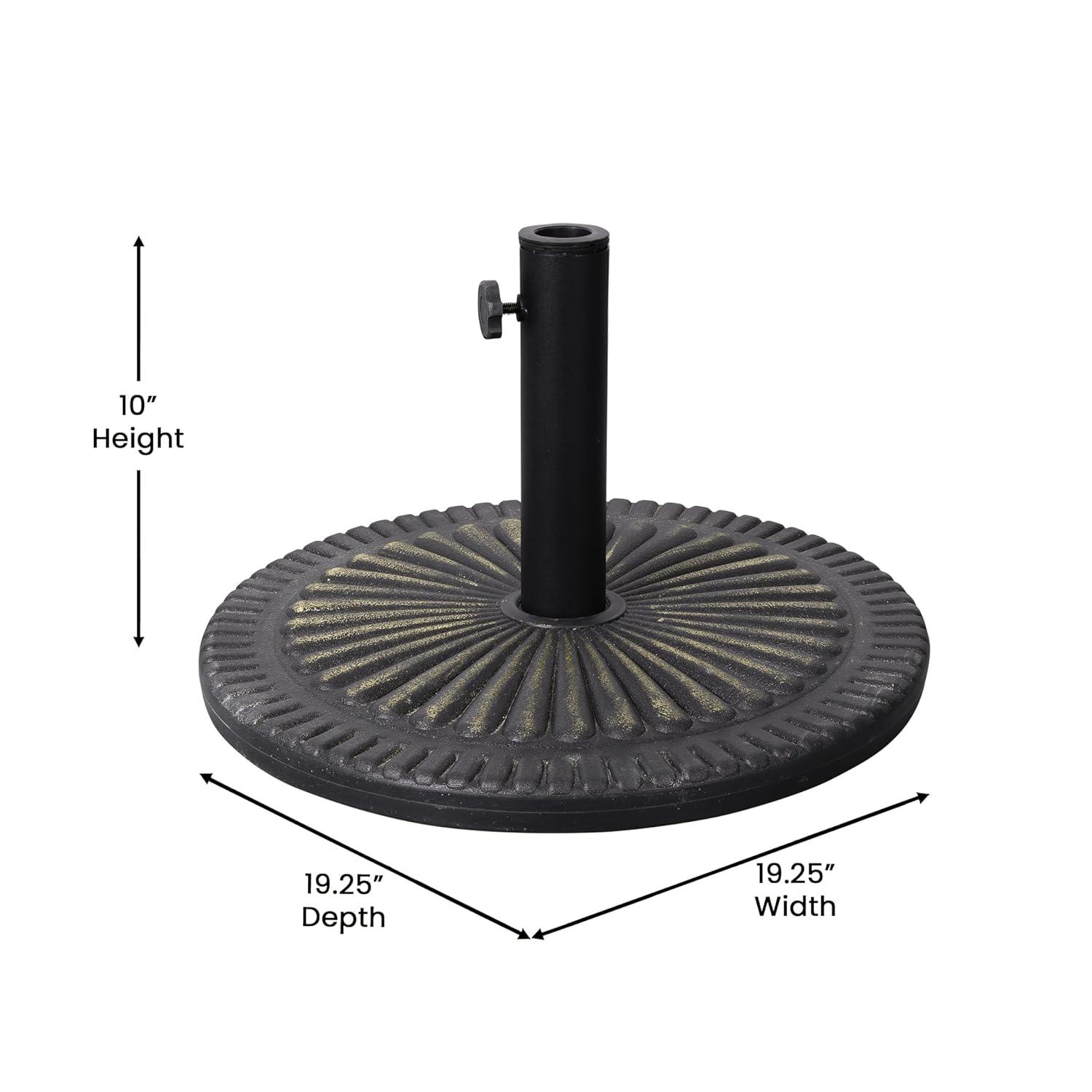 Flash Furniture Kona Universal Bronze Cement Patio Umbrella Base with Sunburst Patterned Weatherproof Plastic Polymer Coating - 19.25" Diameter