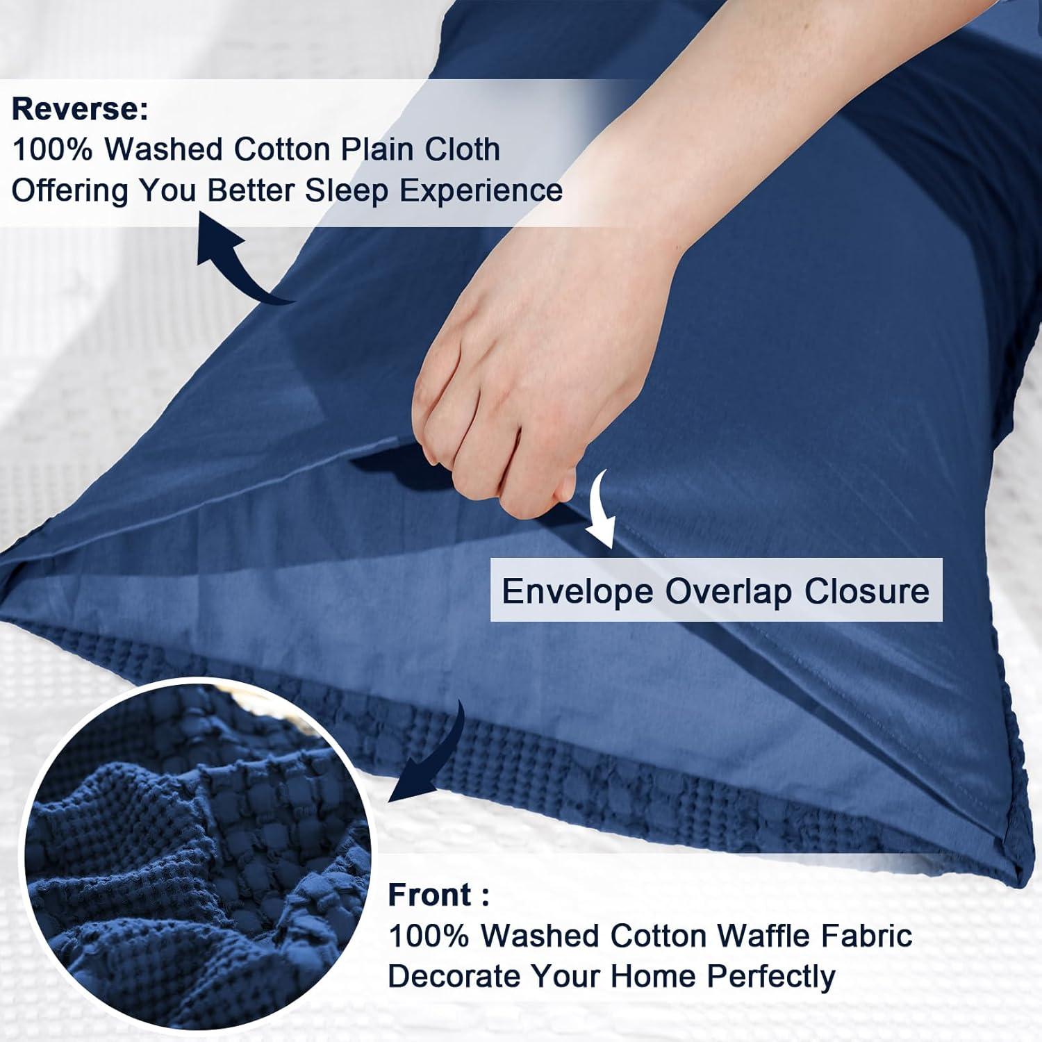 Cotton Waffle Pillowcases 2 Pack 20" X 26" - Navy Blue