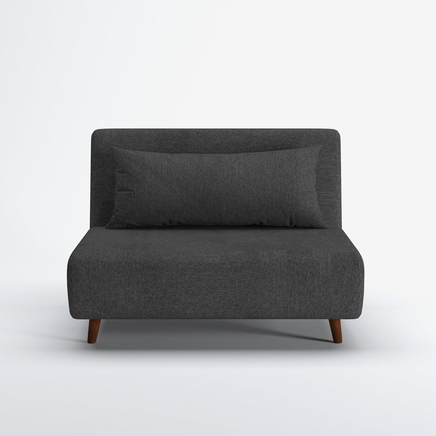 A&D Home Tustin Polyester Convertible Futon Chair, Charcoal