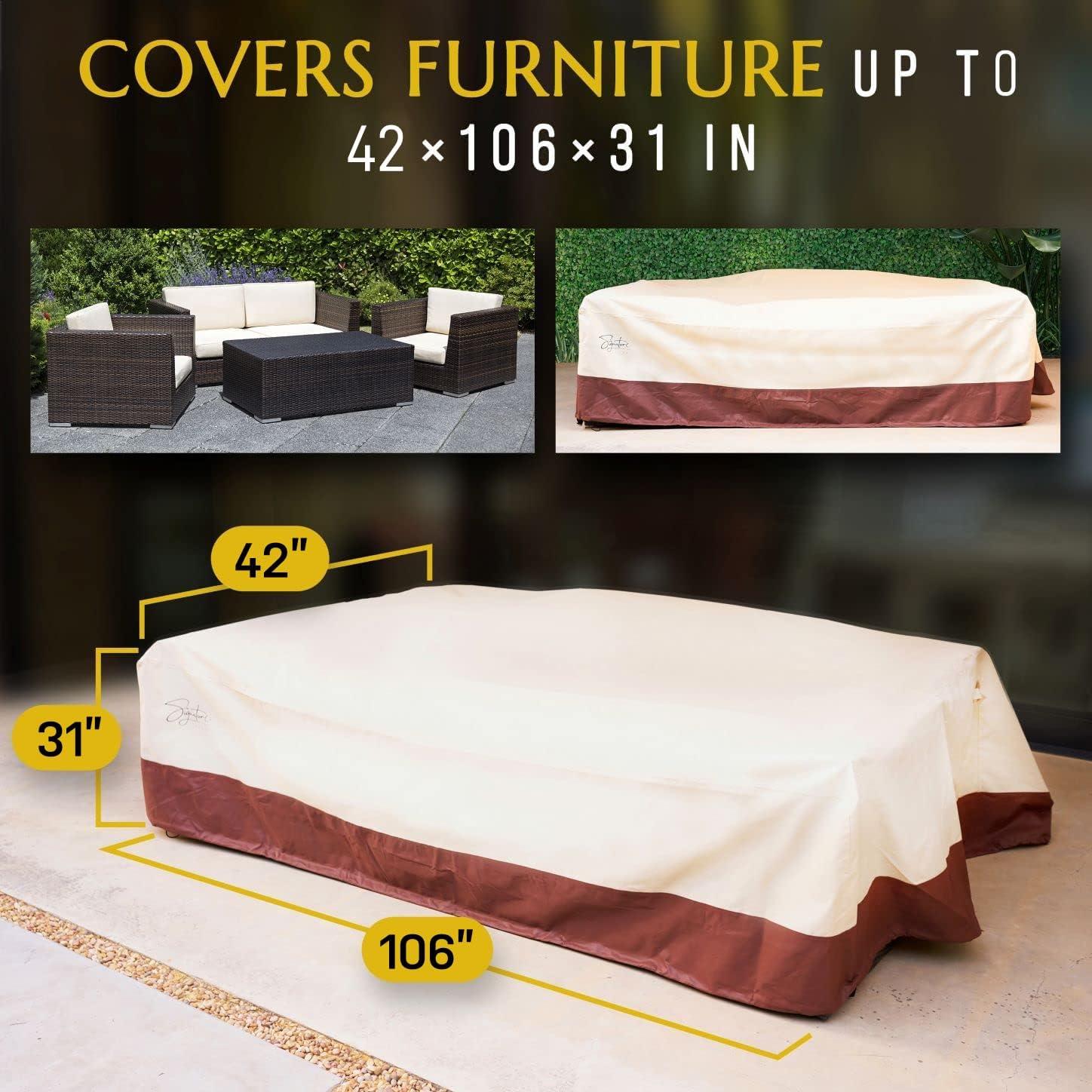 Extra Large Beige and Brown Waterproof Outdoor Couch Cover