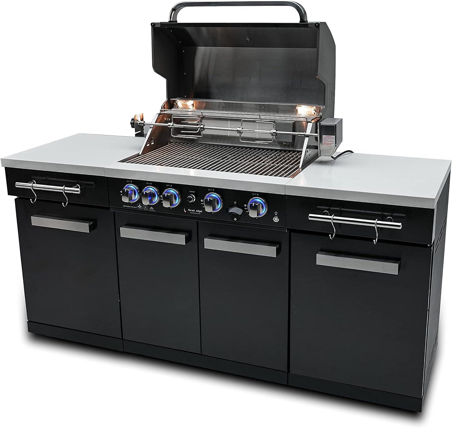 Mont Alpi 5-Burner 63000 BTU Black Stainless Steel Outdoor Kitchen Island Barbecue Gas Grill