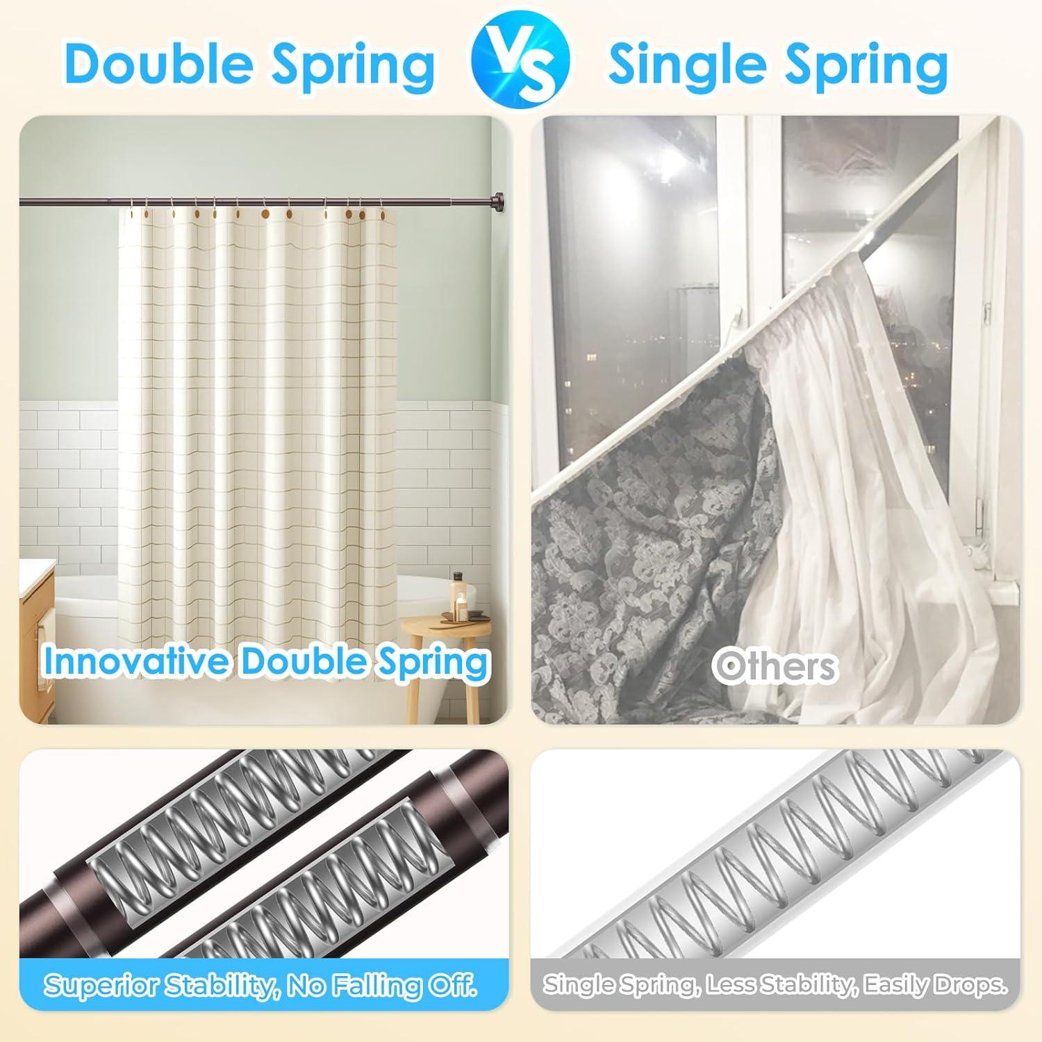 Bronze Adjustable Tension Shower Curtain Rod with Anti-Slip Pads