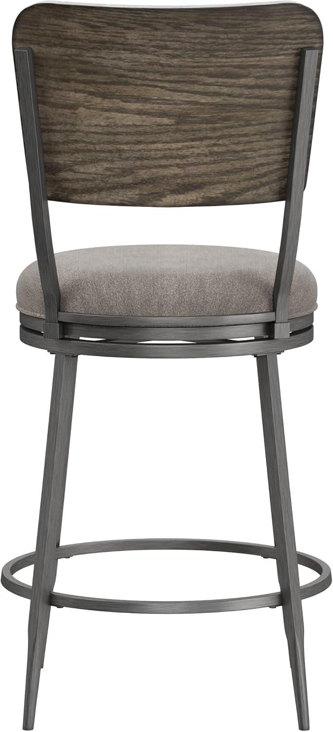 Hillsdale, Garren Metal Counter Height Swivel Stool with Wood Panel Back, Rubbed Pewter