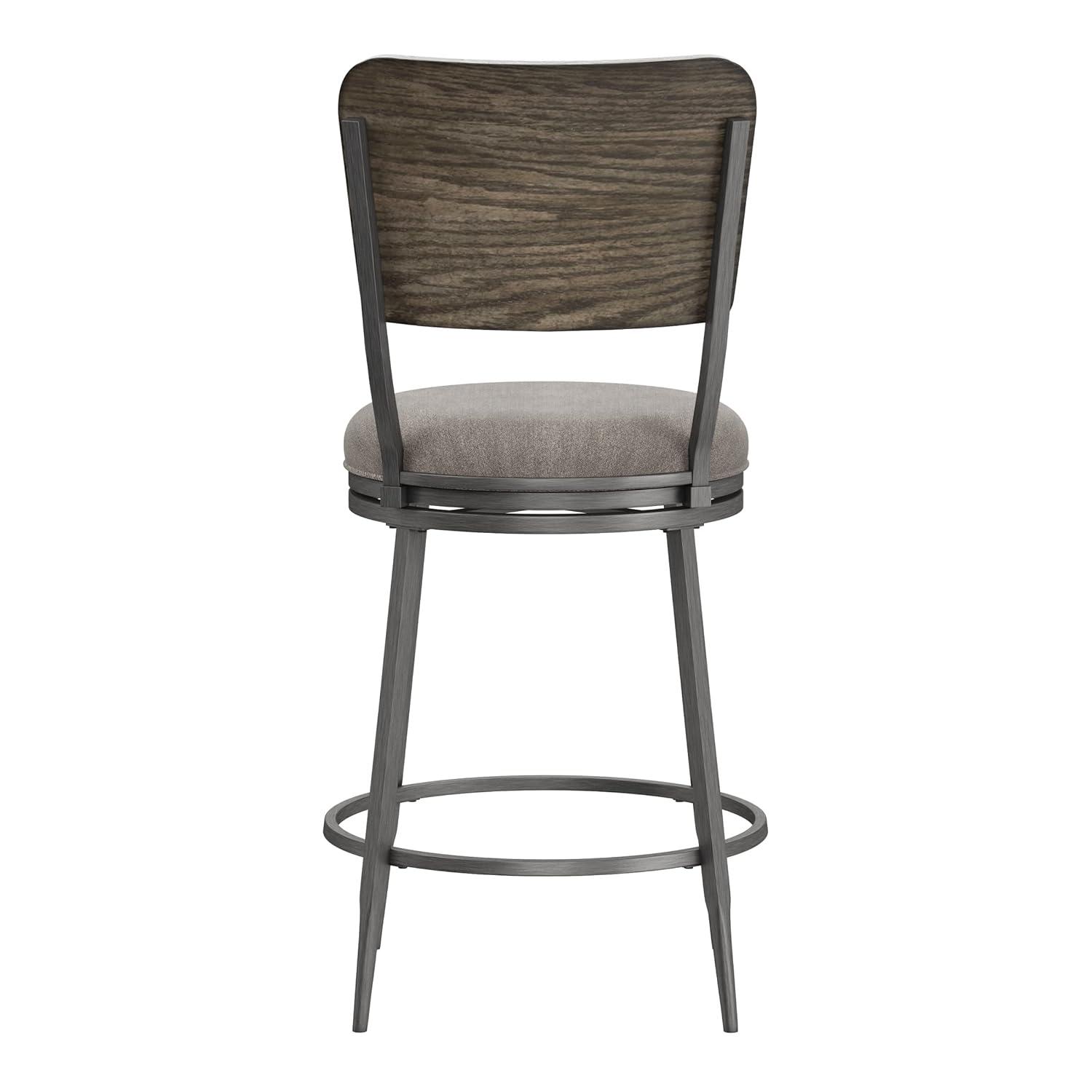 Hillsdale, Garren Metal Counter Height Swivel Stool with Wood Panel Back, Rubbed Pewter