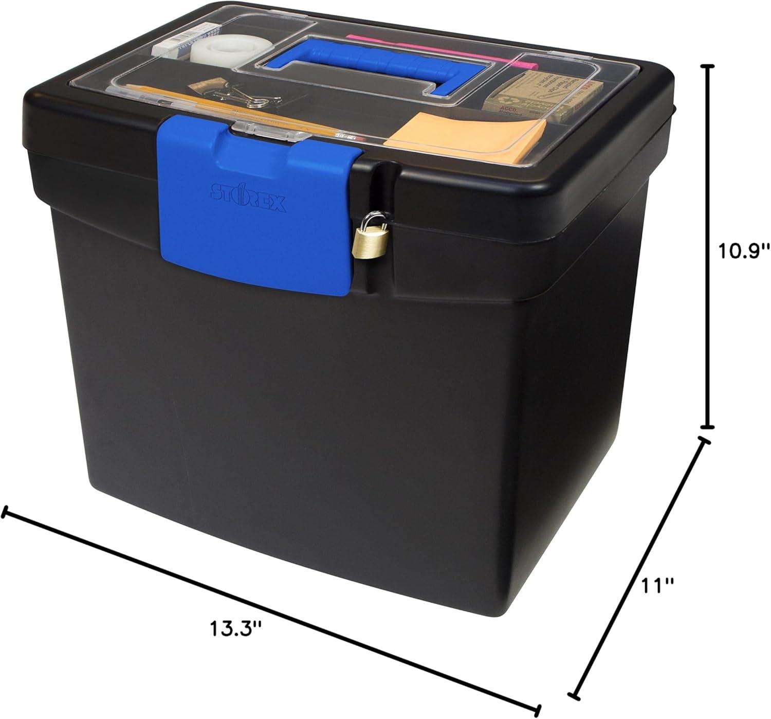 Black and Blue Plastic File Storage Box with XL Lid