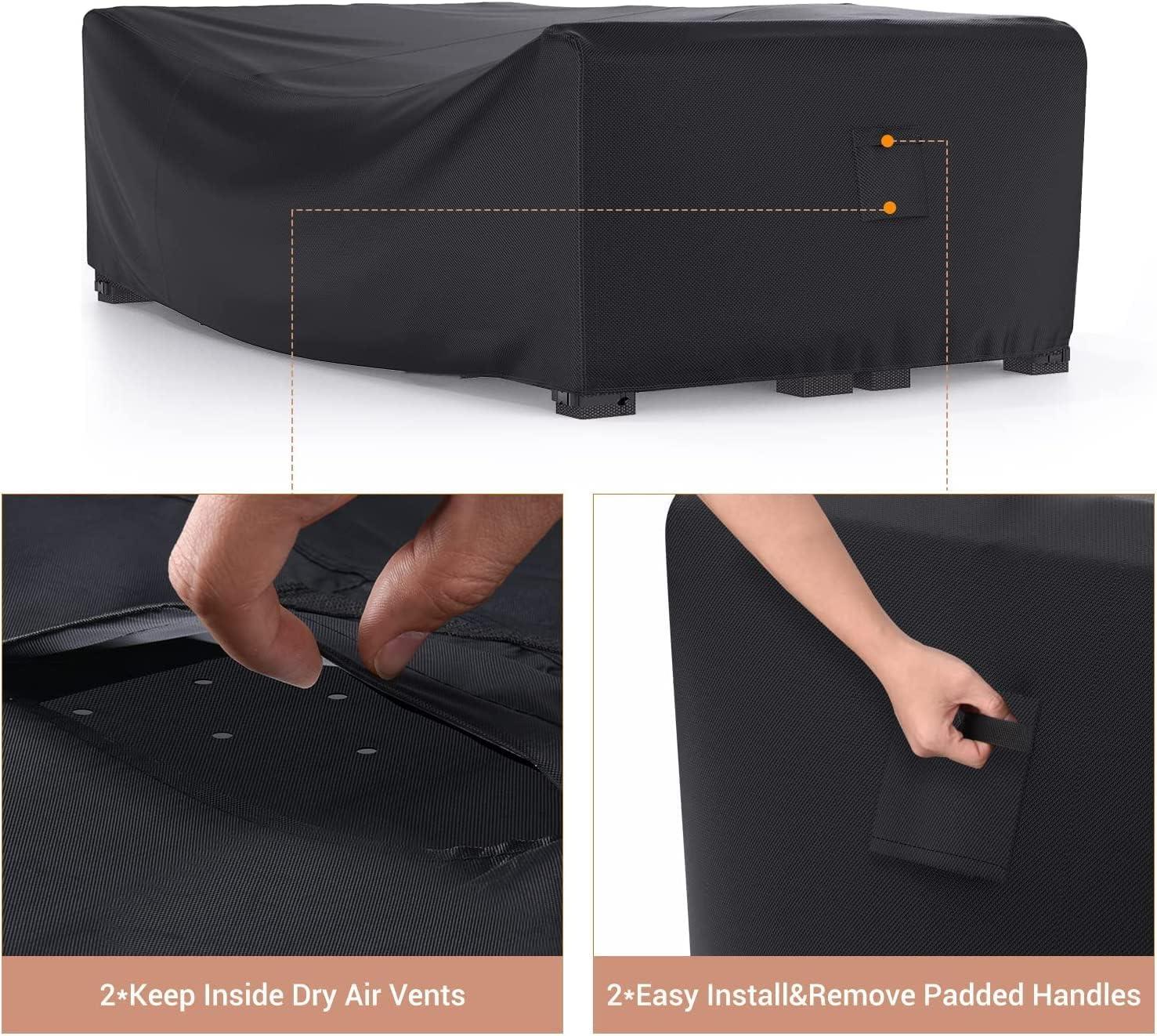 Black Heavy Duty Waterproof Patio Furniture Cover with Click-Close Straps