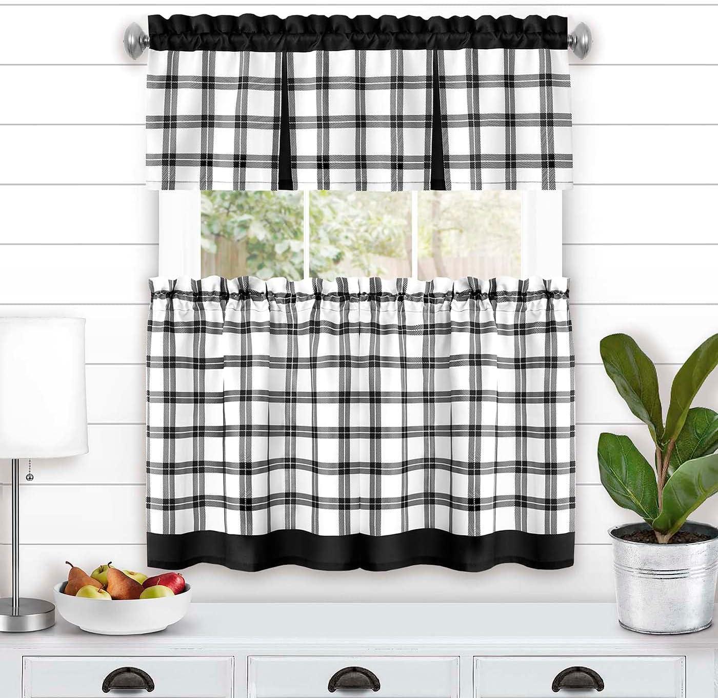 Achim Importing Co Plaid Tailored 58'' W Kitchen Curtain