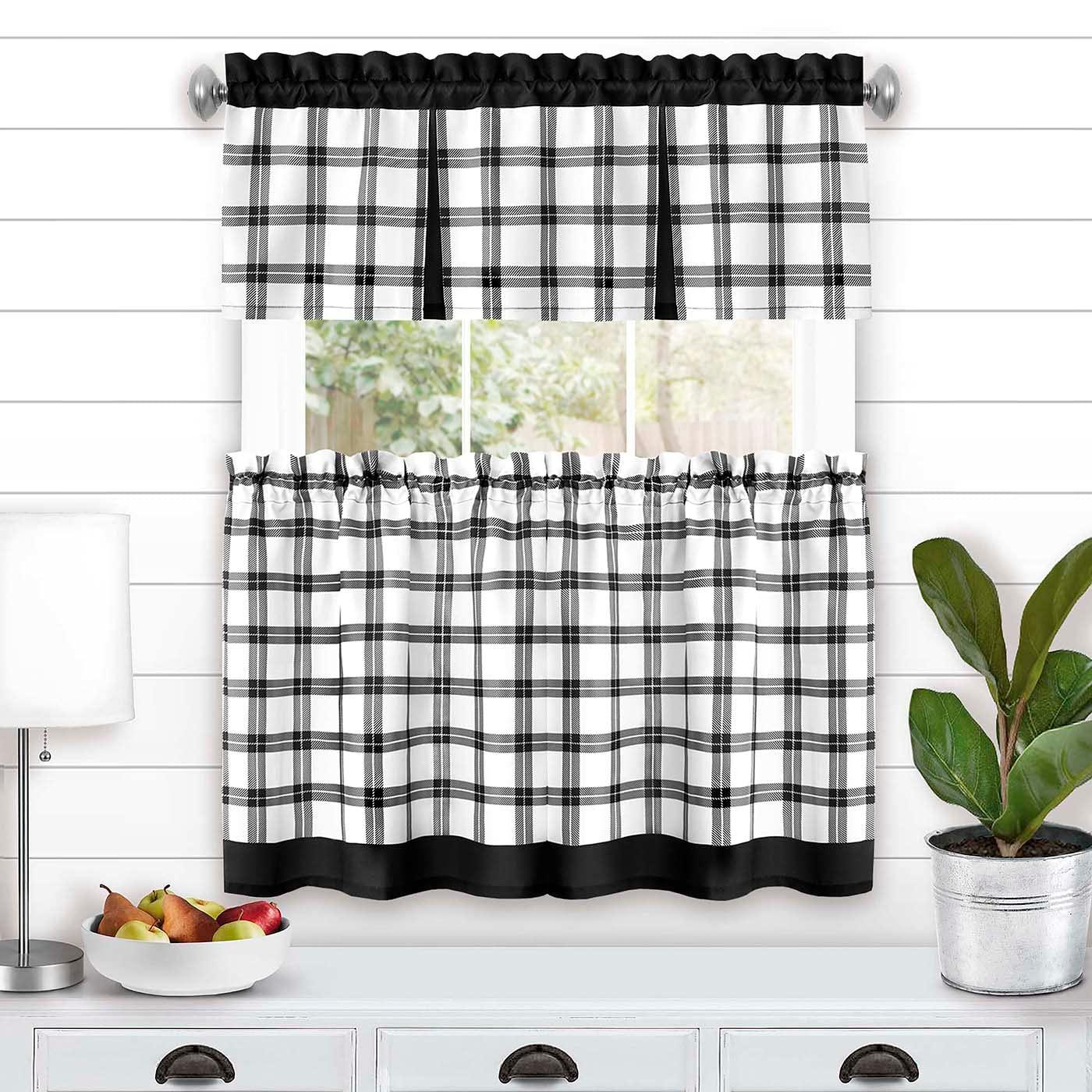 Achim Importing Co Plaid Tailored 58'' W Kitchen Curtain